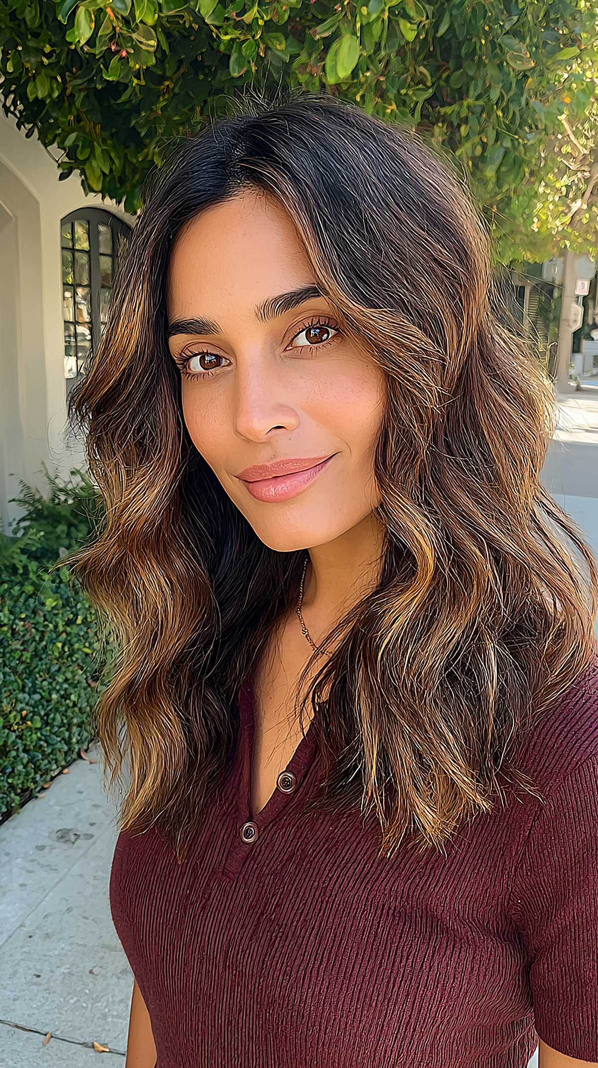 Golden Foil Pieces Through Natural Wavy Texture