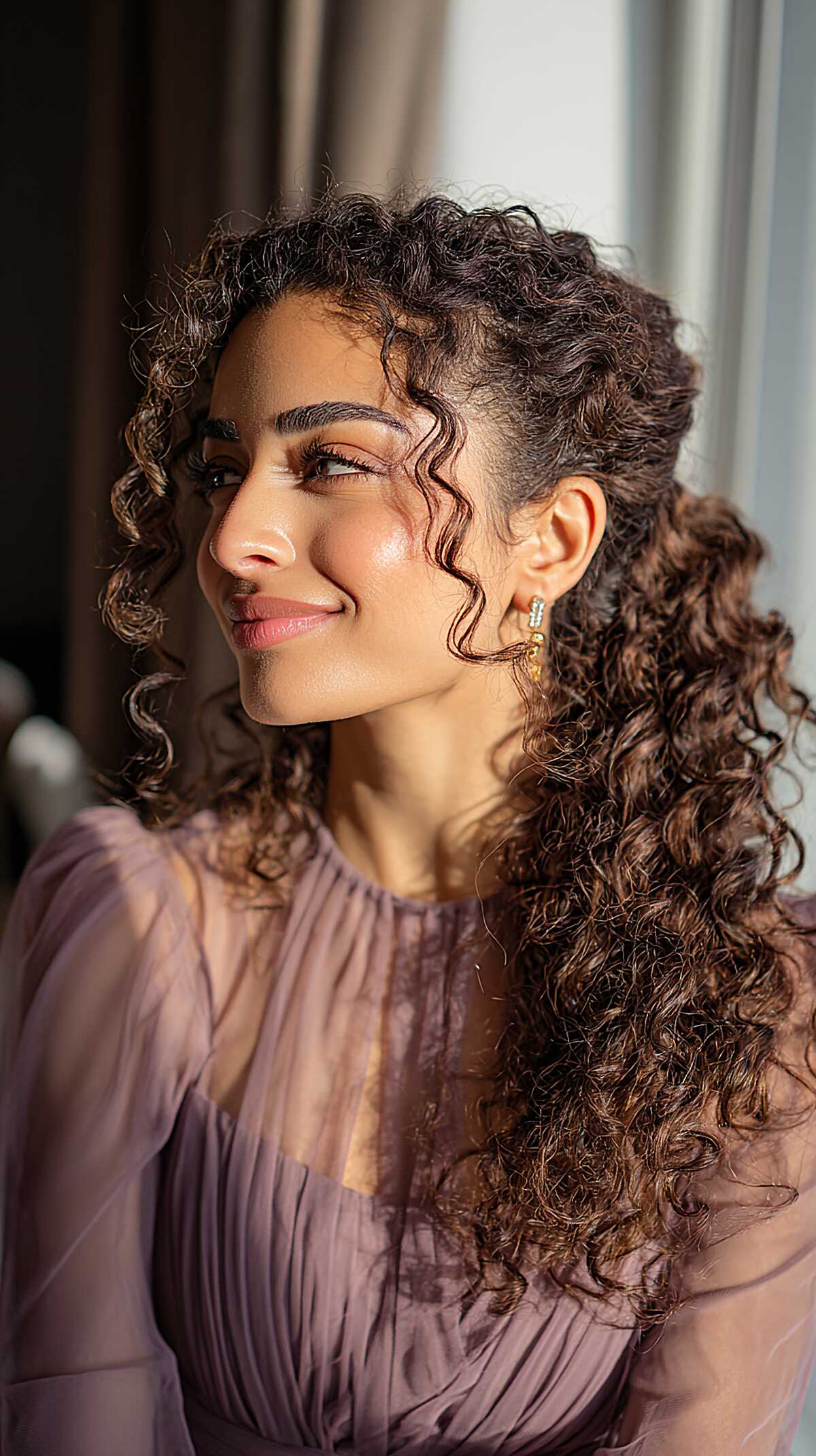 Half-Pinned Curly Cascade with Defined Spiral Fringe