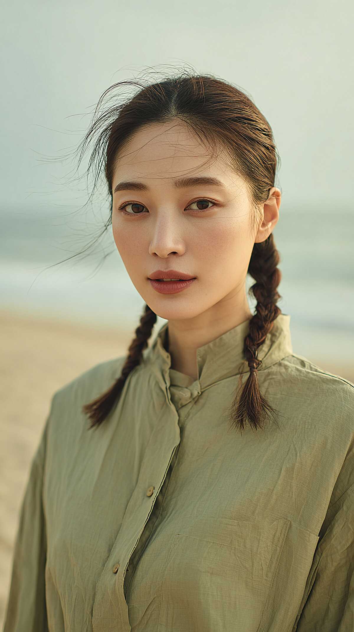 Loose Twin Braids with Windswept Flyaways