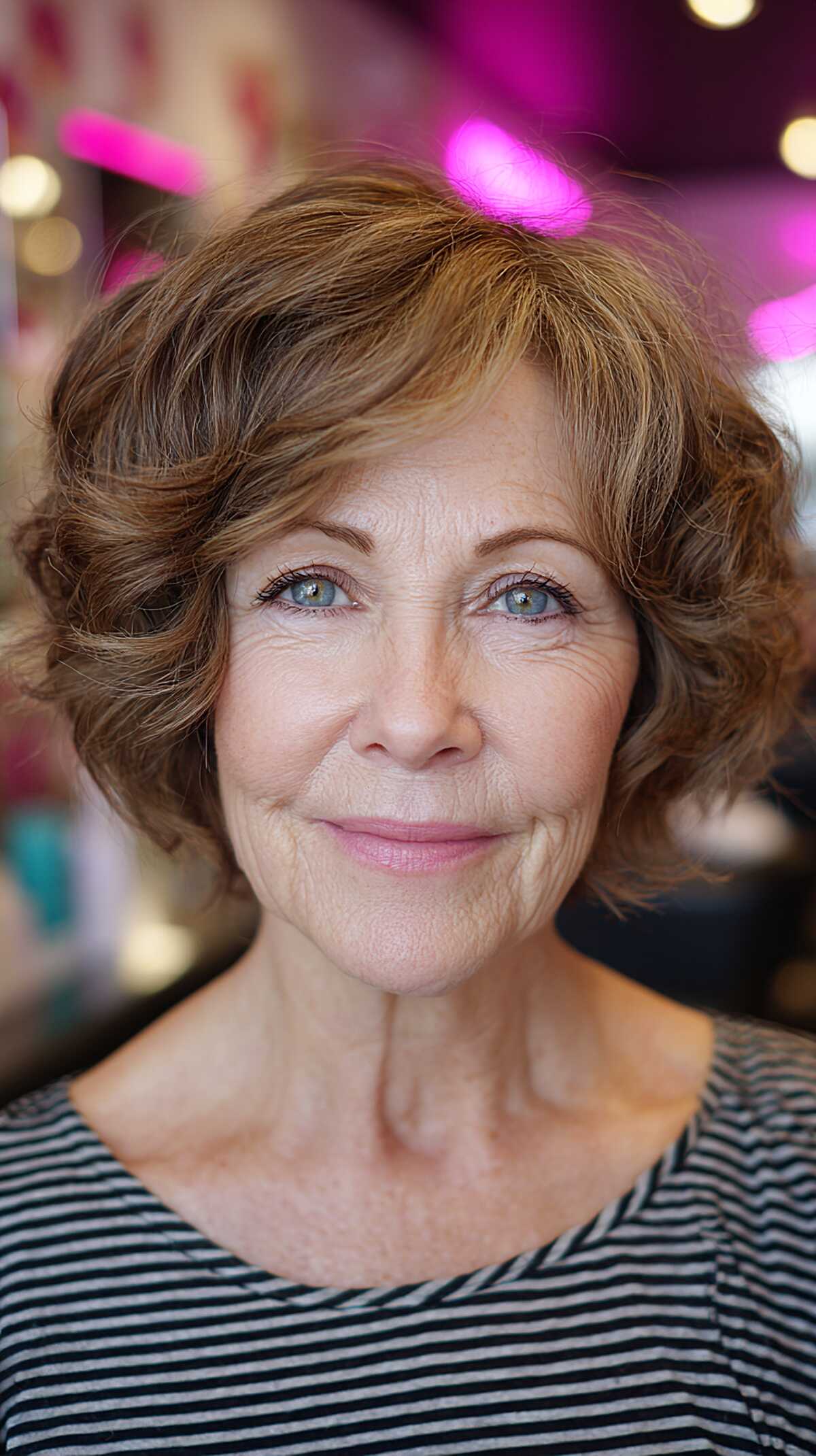 Warm auburn shaggy bob with soft waves