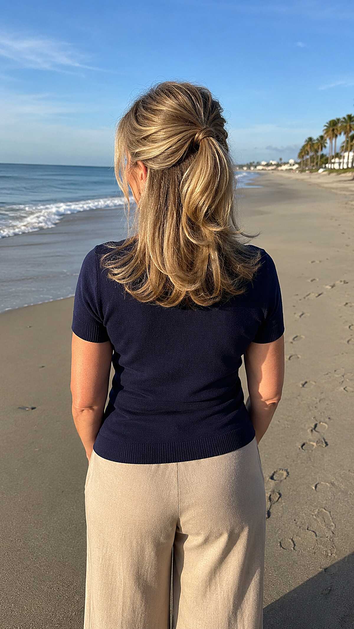 Twisted Half-Up with Sun-Warmed Highlights