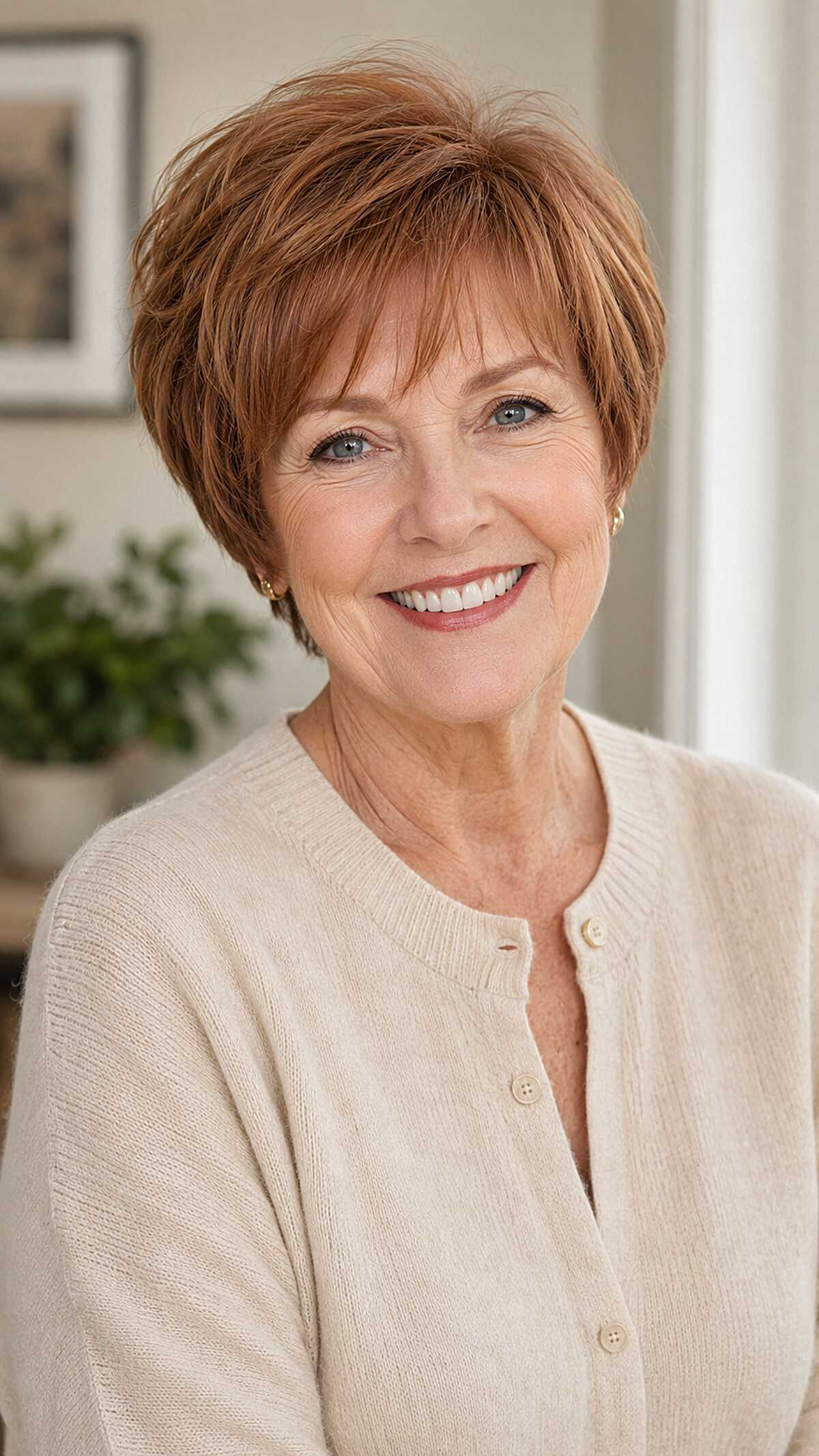 Warm Copper Pixie with Textured Fringe