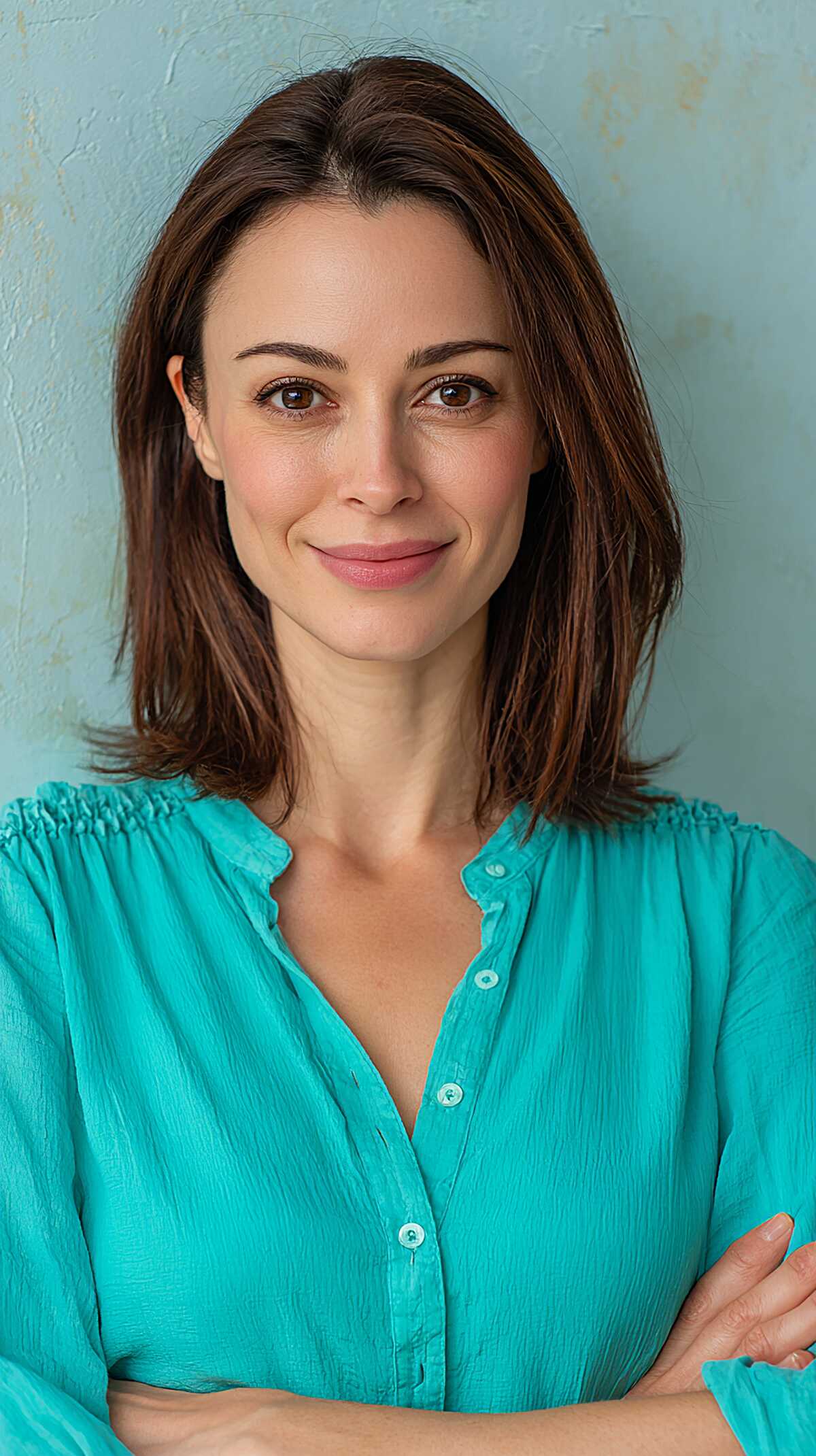 Chestnut Brown Collarbone Bob with Lived-In Texture