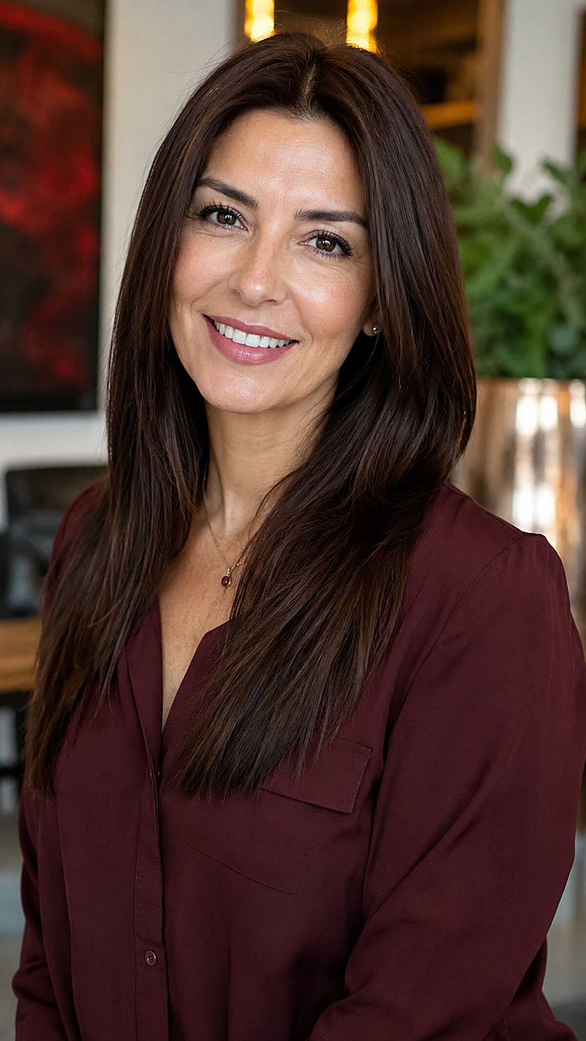 Deep Mocha Straight Layers with a Soft Center Part