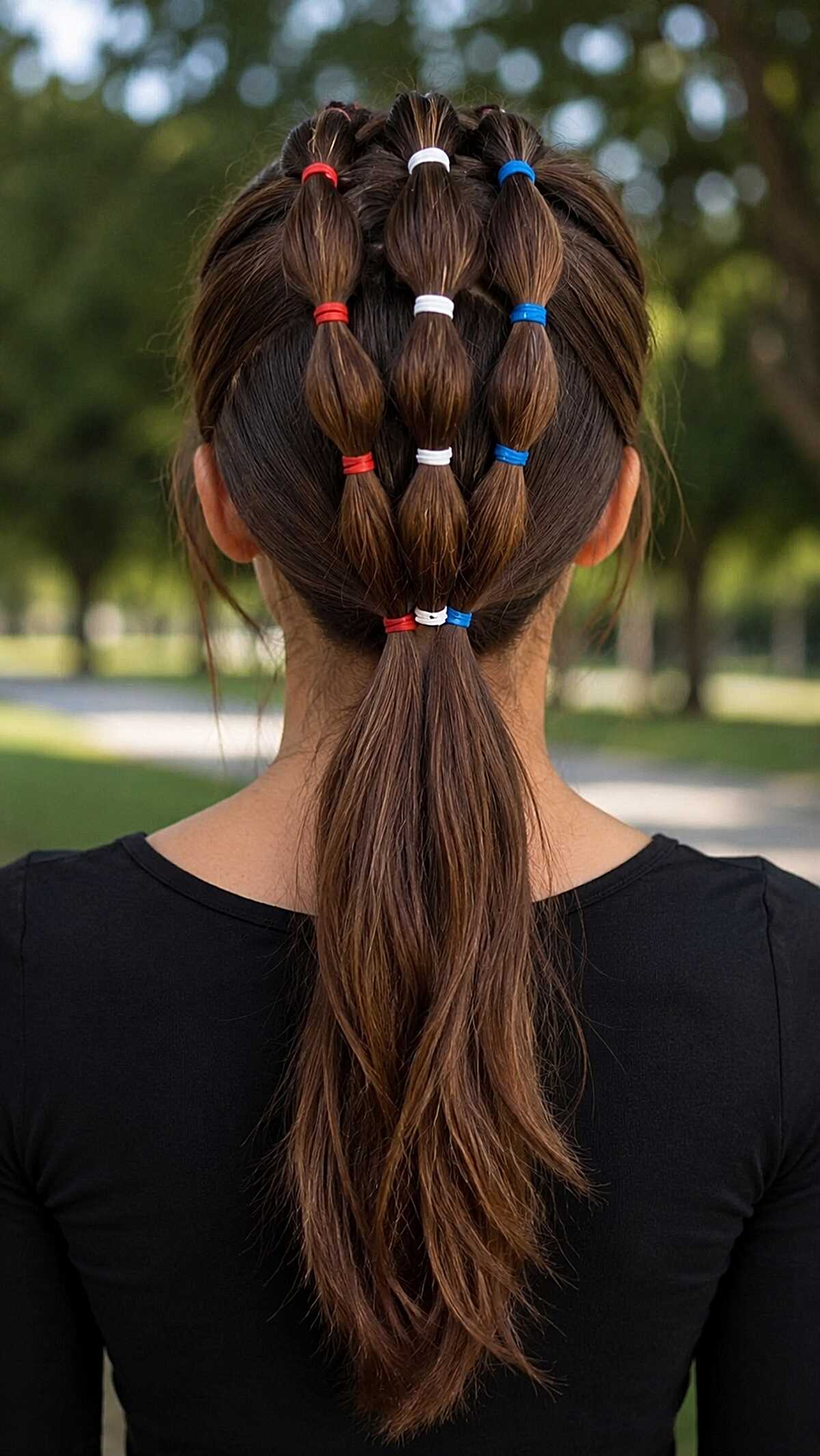 Linked Bubble Sections with Red White and Blue Elastic Accents