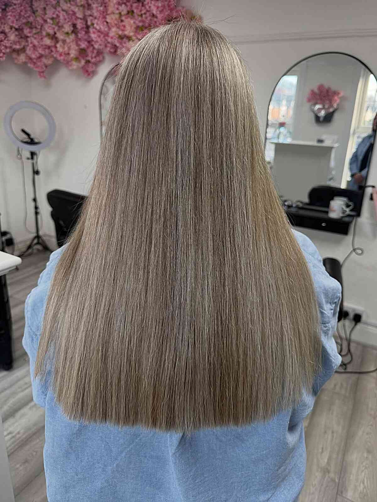 Long Ash Blonde Sleek Cut
