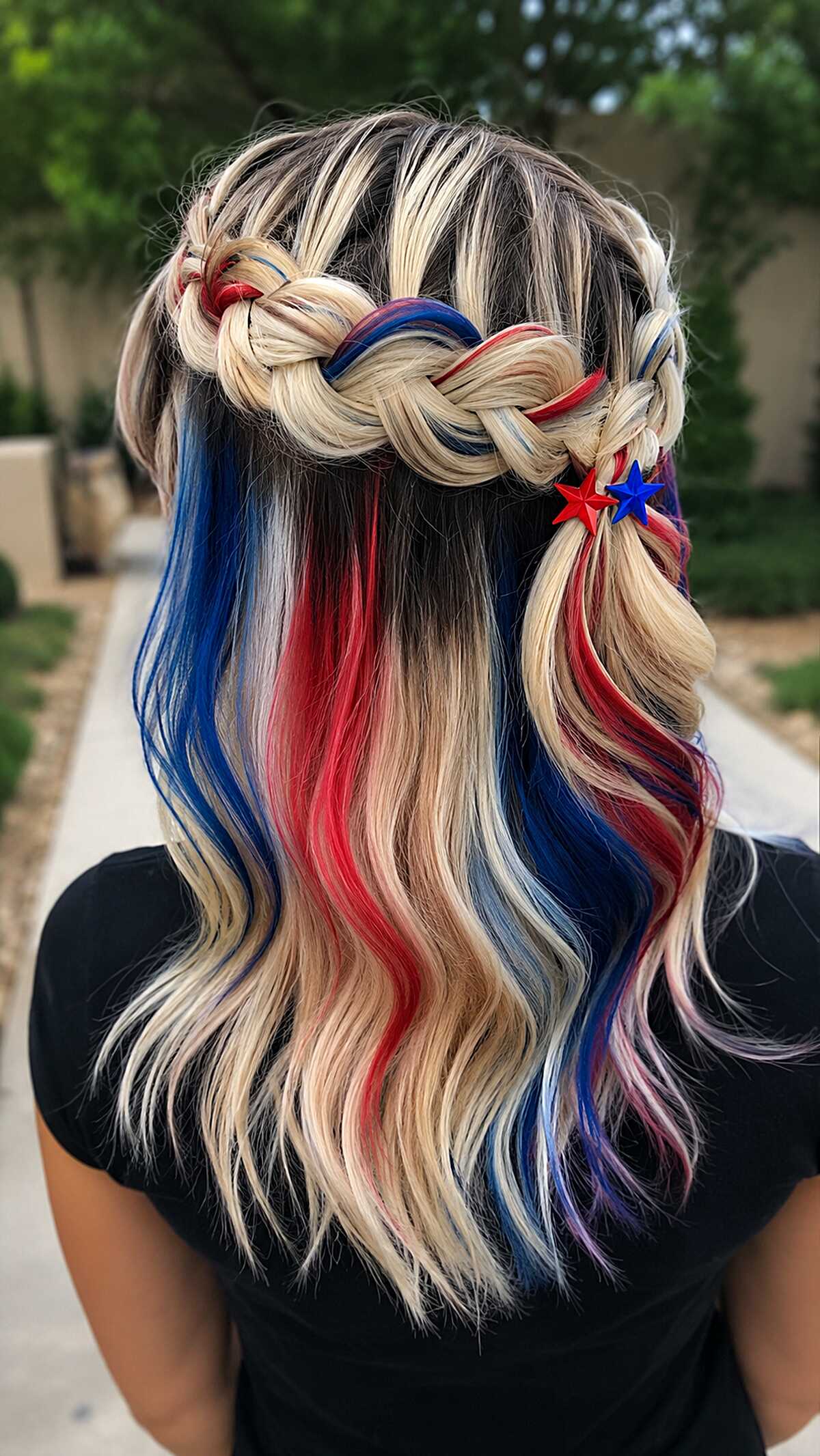 Peekaboo Patriotic Panels with Crown Braid Pullback
