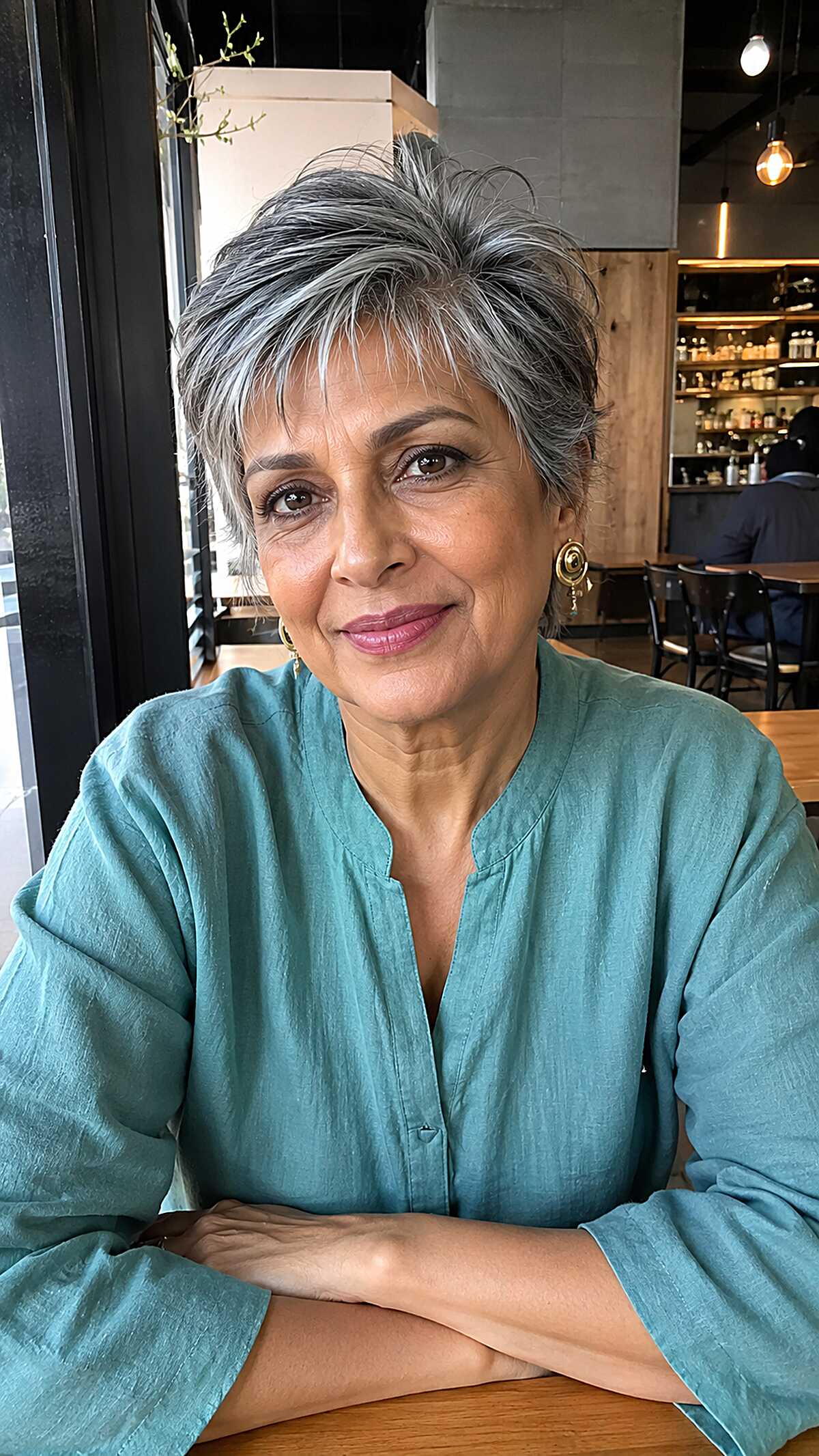 Salt-and-Steel Pixie with Forward-Swept Texture