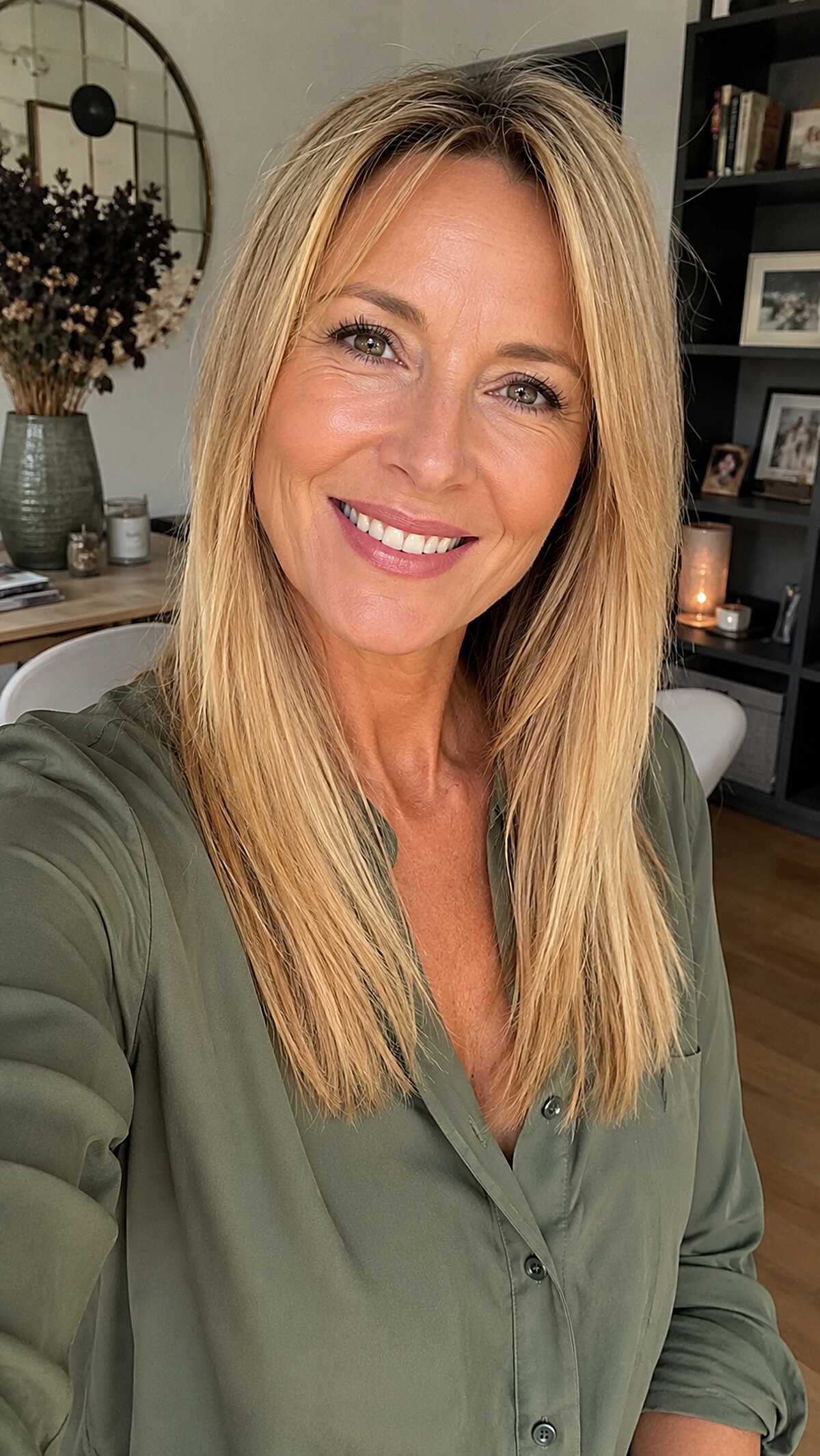 Sandy Blonde Collarbone Cut with Piece-y Face Framing