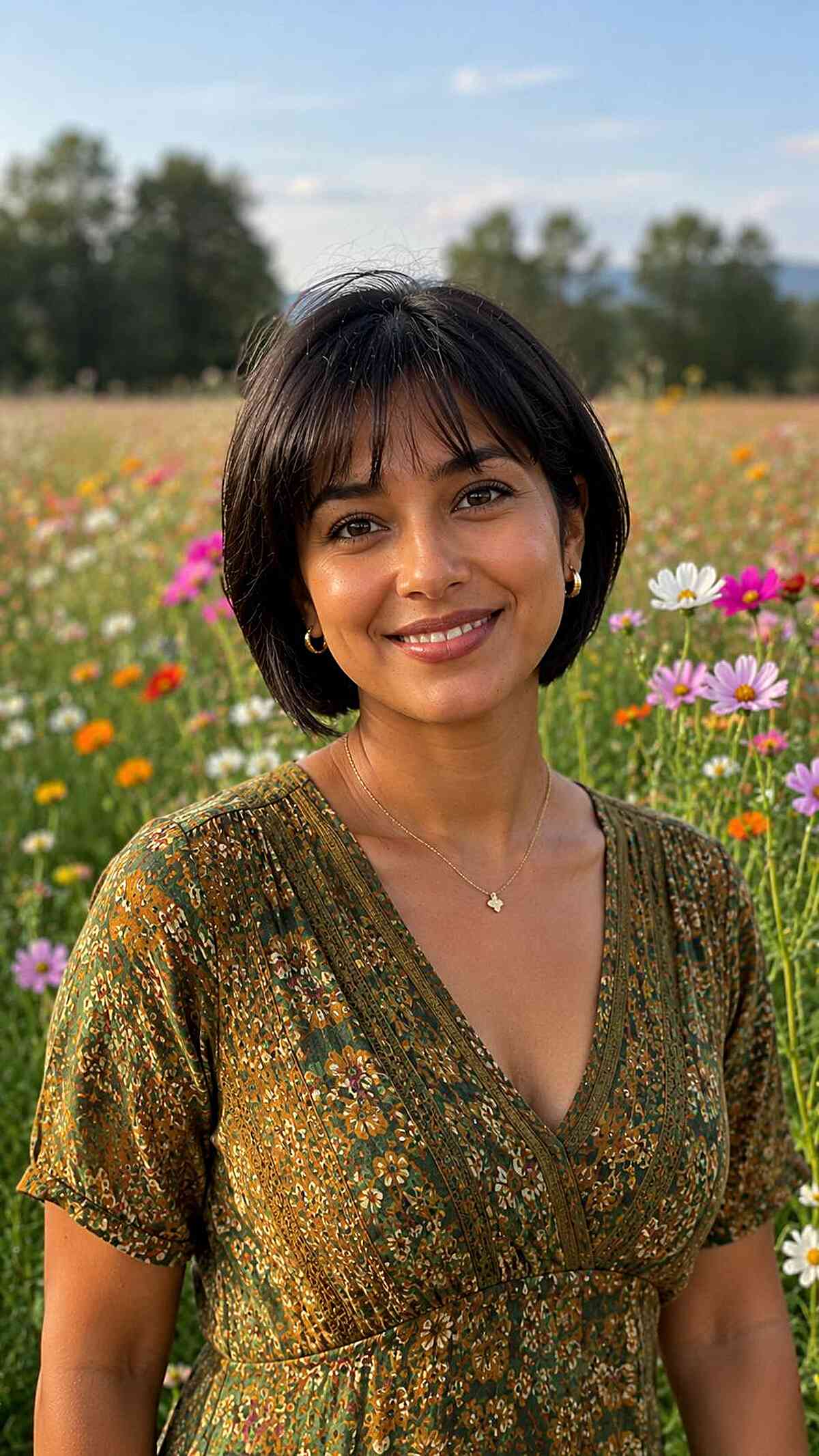 Trendy Short Straight Bob with Soft Bangs