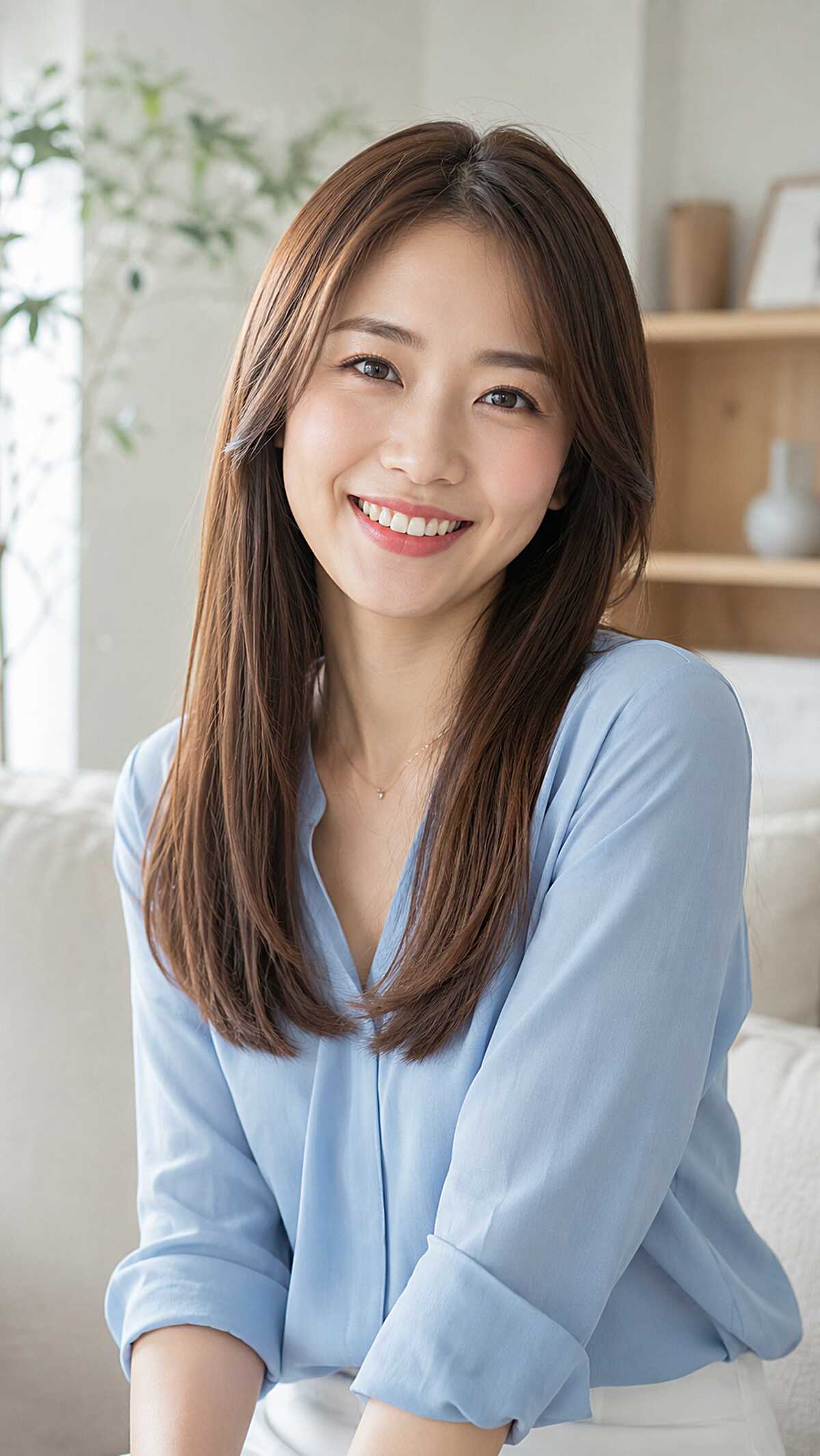 Warm Chestnut Long Layers with a Soft Side Sweep