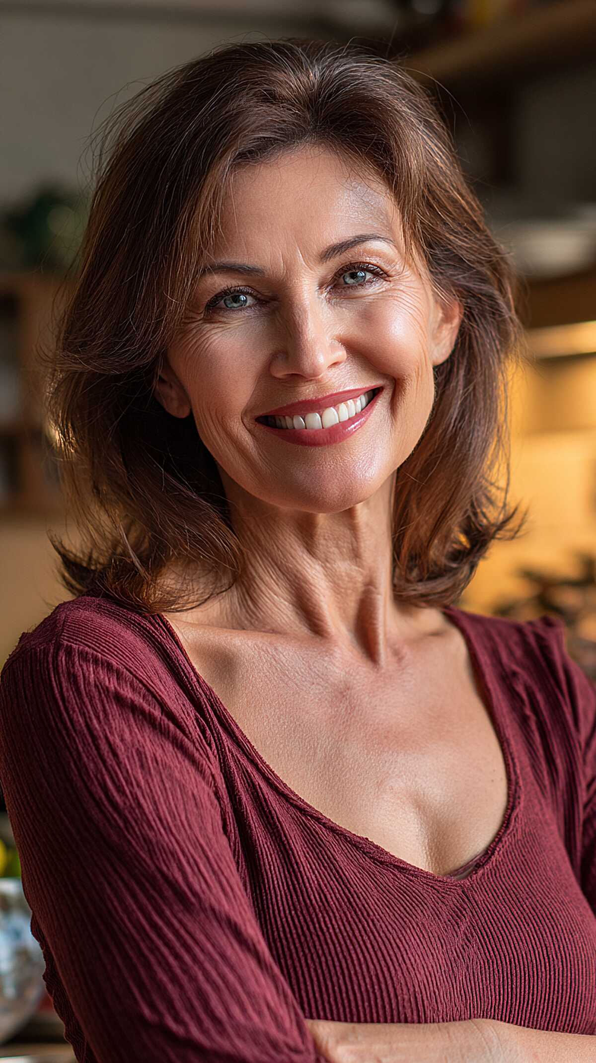 Chestnut Brown Collarbone Layers with Soft Kickout Ends