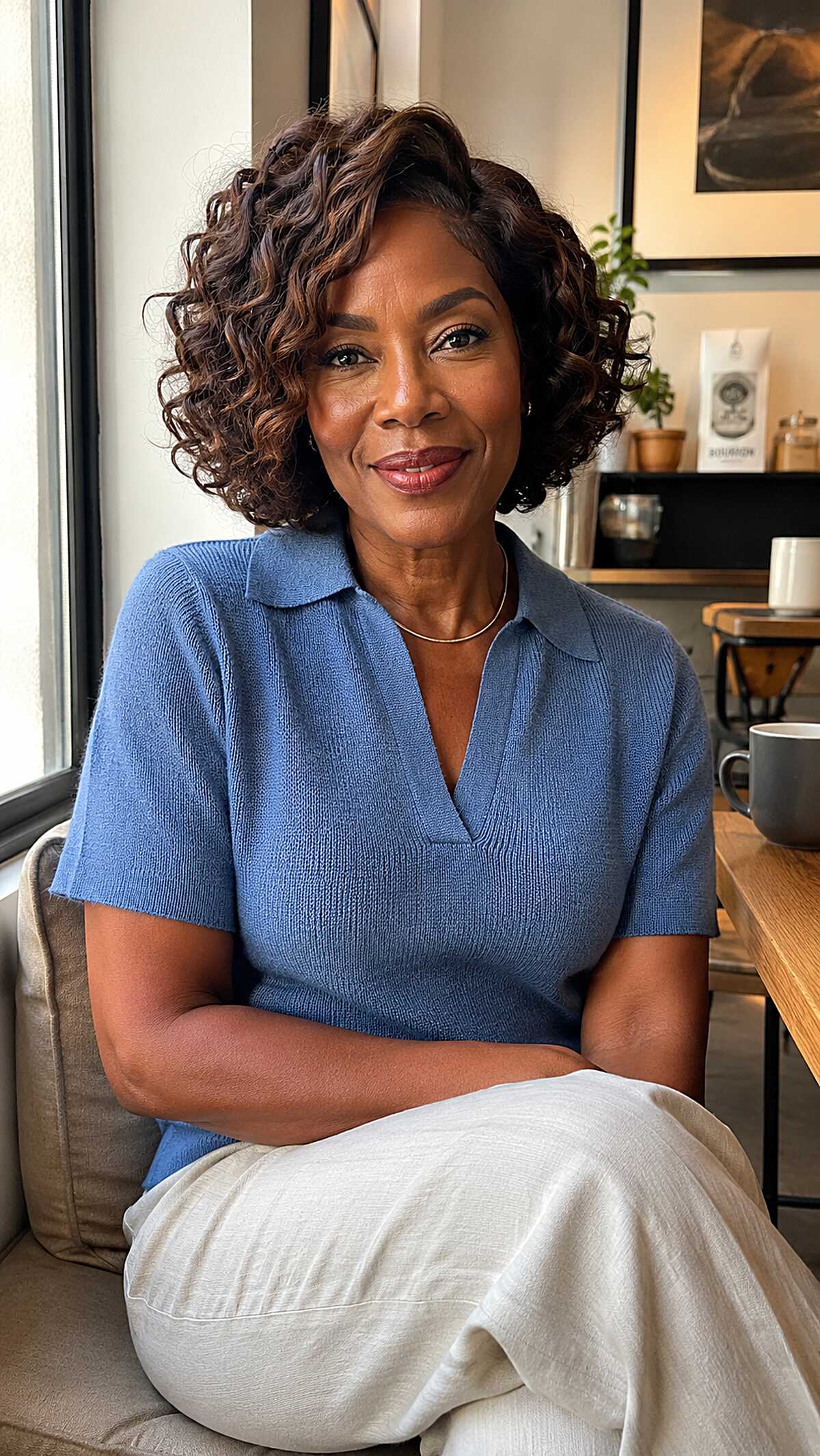 Cocoa Spiral Bob with Side-Swept Volume