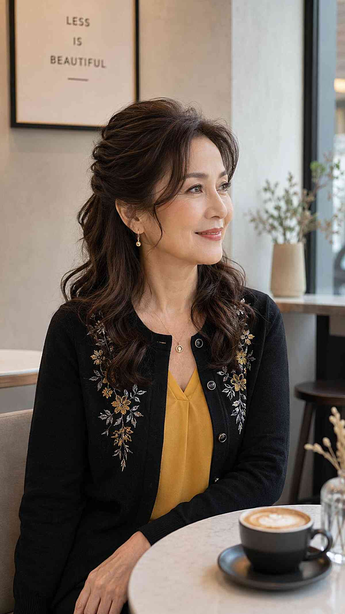 Elegant Half-Up Waves with Soft Volume