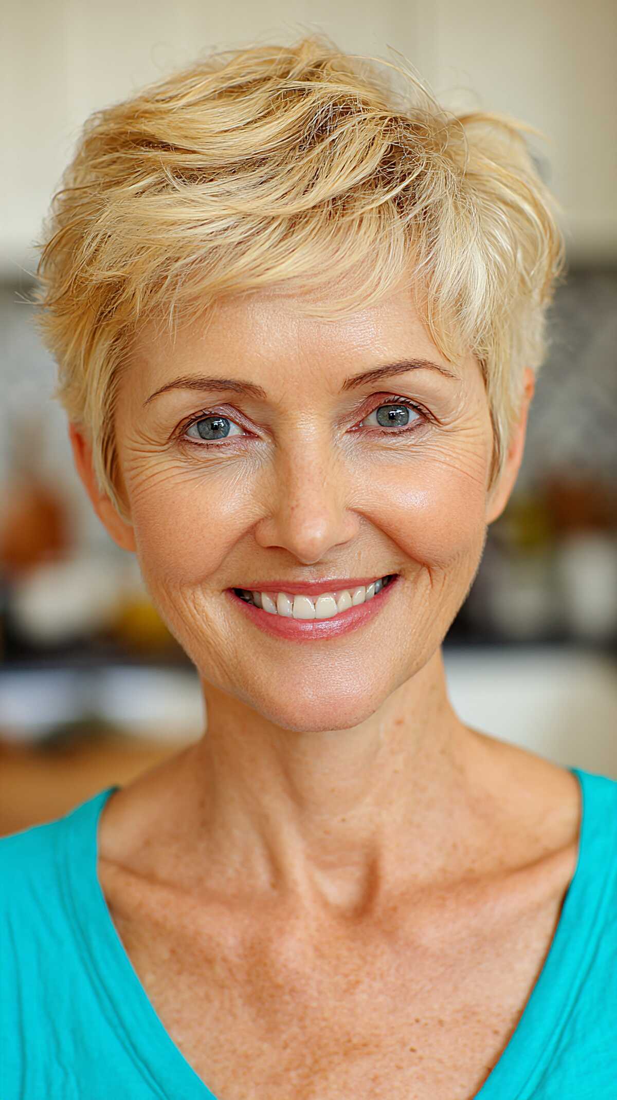 Golden Blonde Textured Pixie with Finger-Styled Crown