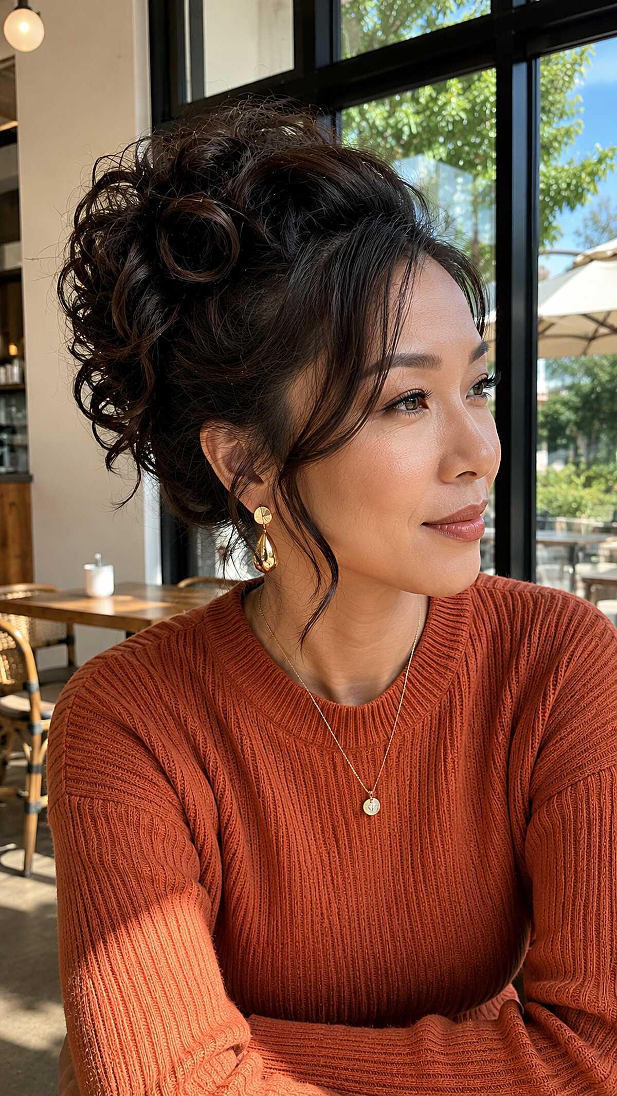 Textured Dark Chocolate Updo with Intentional Looseness