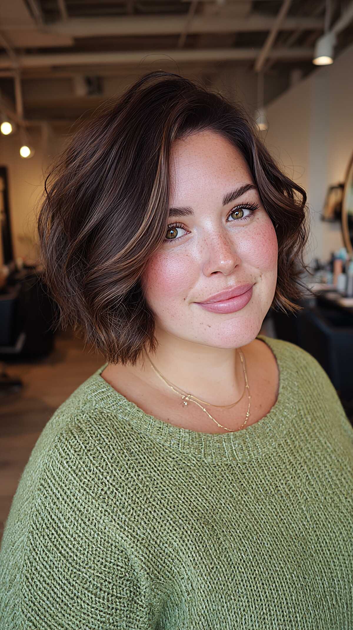 Textured Jaw-Length Bob with Chocolate Brunette and Subtle Warm Pieces