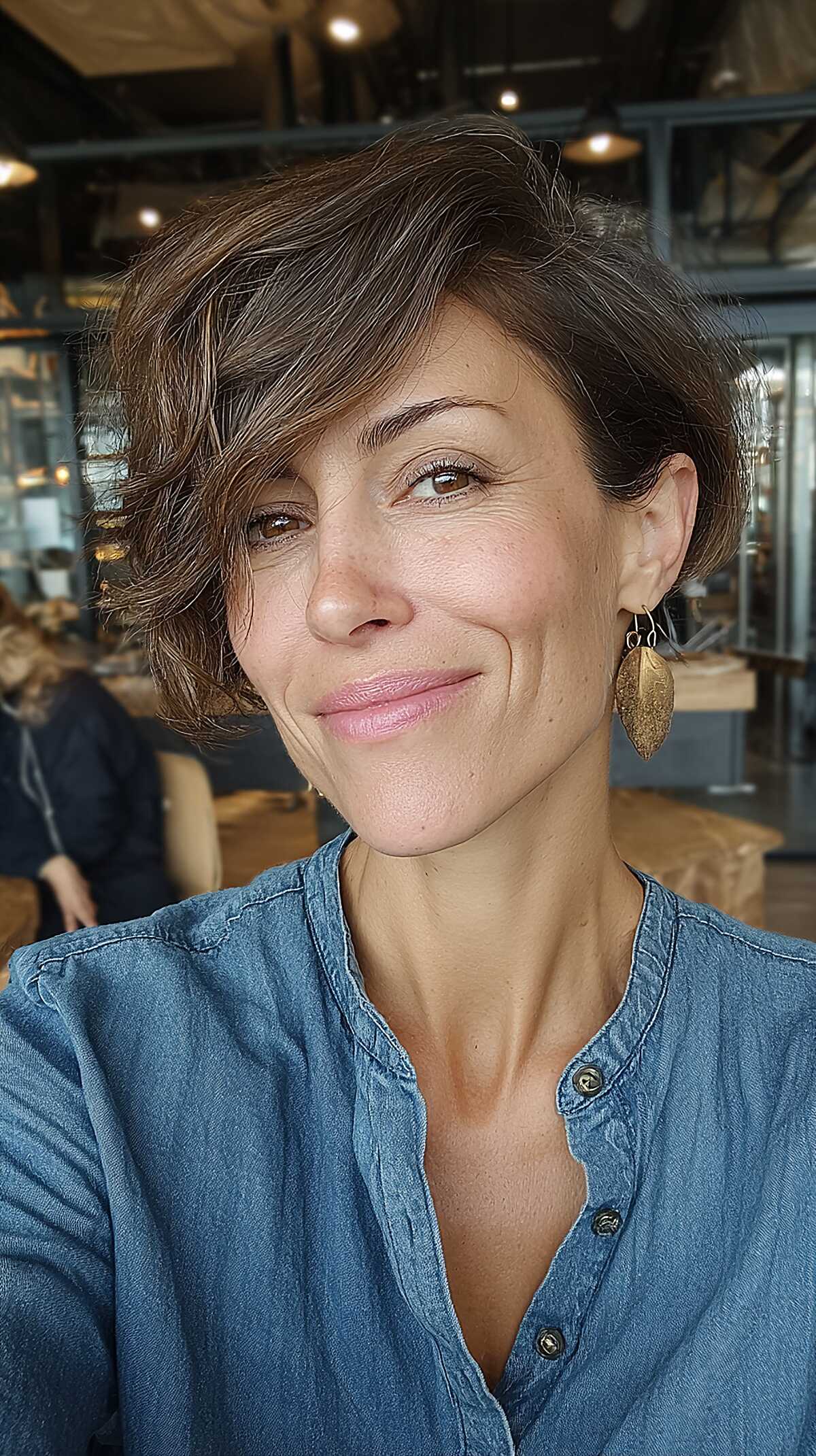 Wavy Chestnut Pixie Bob with Lived-In Texture