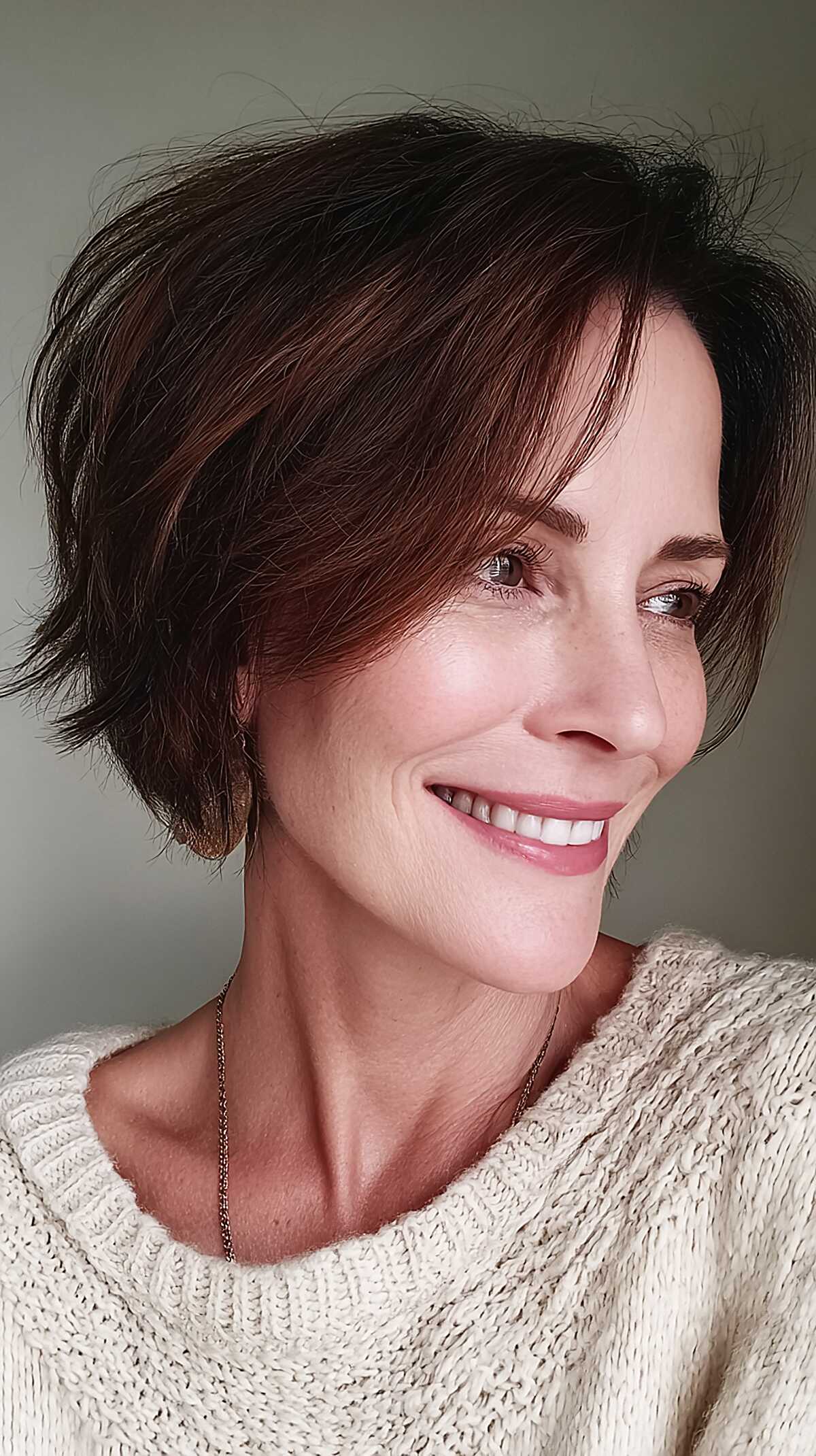 Chocolate Brown Windswept Bixie With Lived-In Layers