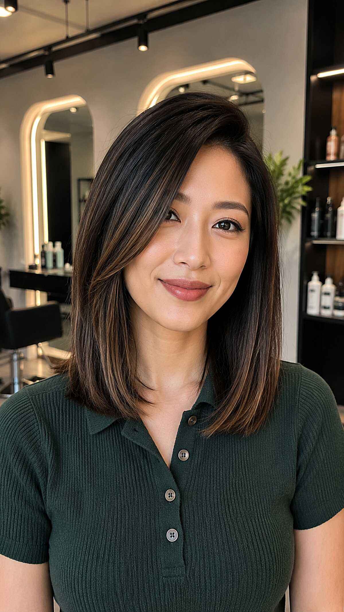 Cool Brown Micro-Balayage on a Blunt Collarbone Bob