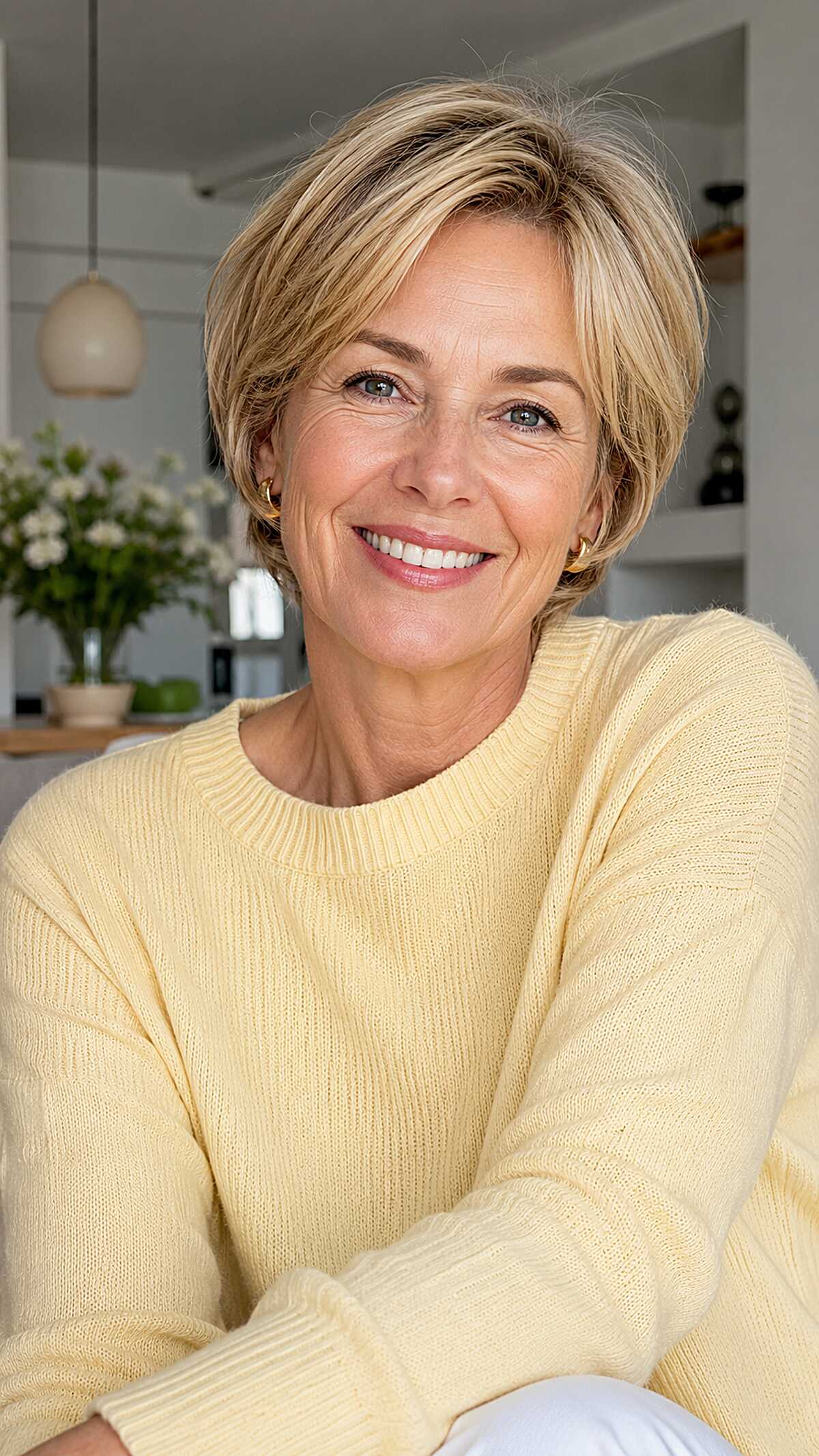 Honey Blonde Side-Swept Crop With Seamless Layering