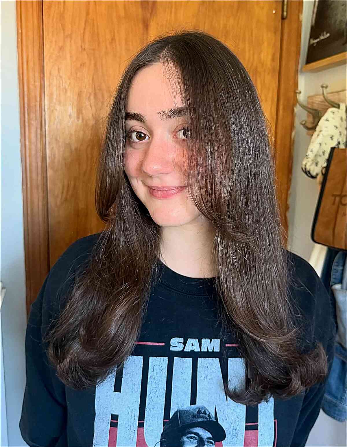 Long Curtain Bangs with Soft Layers