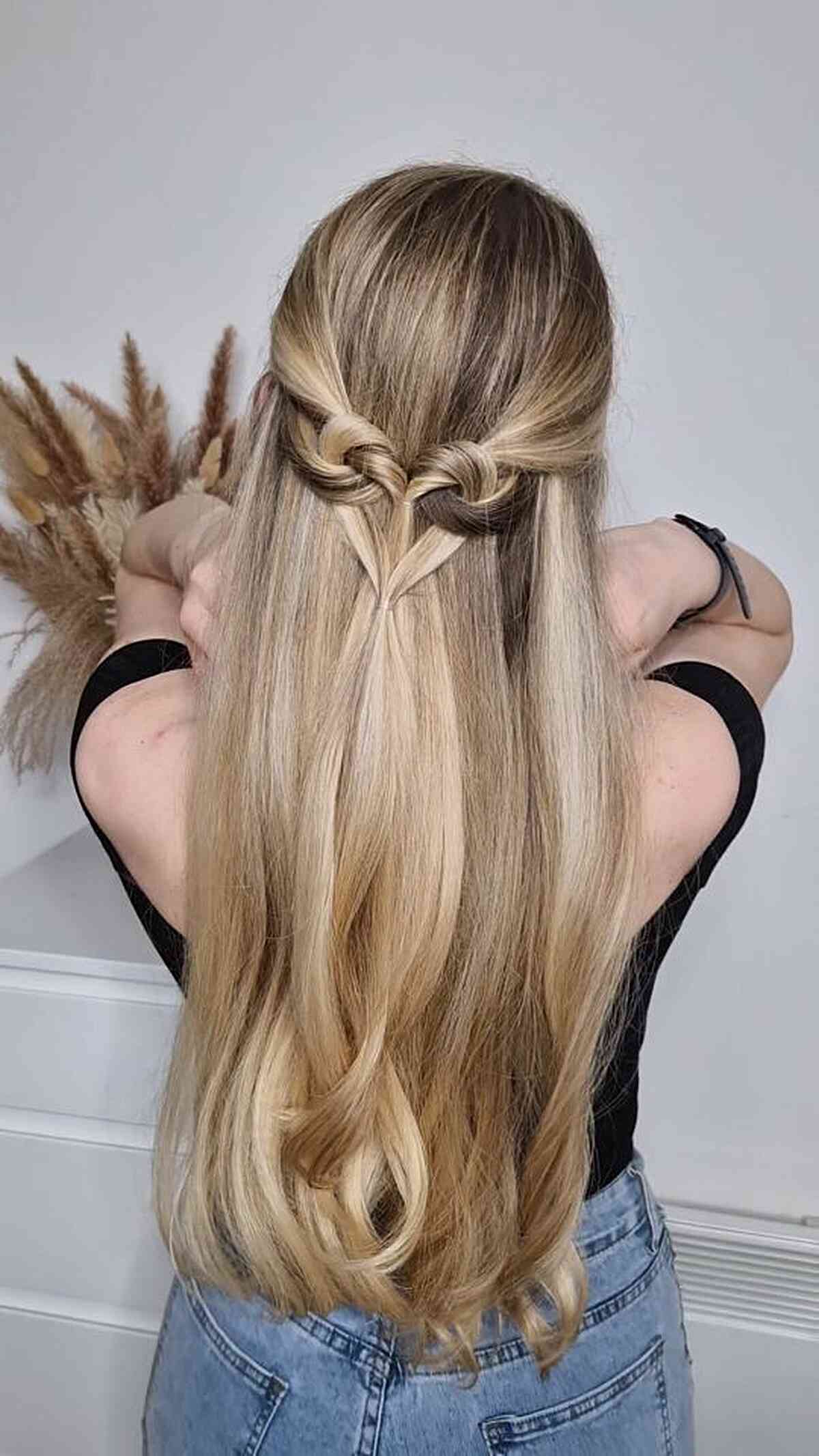 Stylish Half-Up Twisted Hairstyle for Long Hair