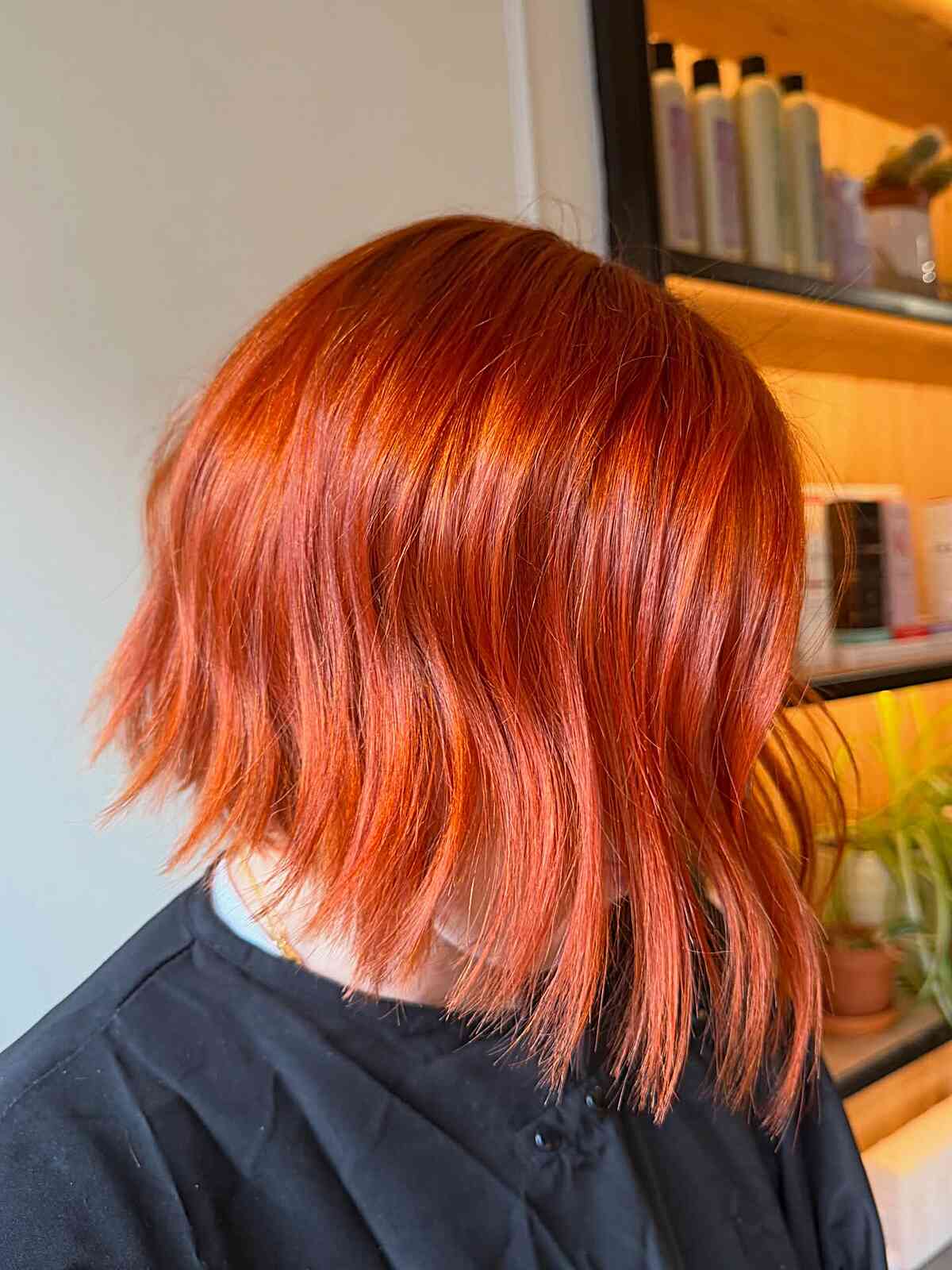 Vibrant Textured Bob with Orange Highlights