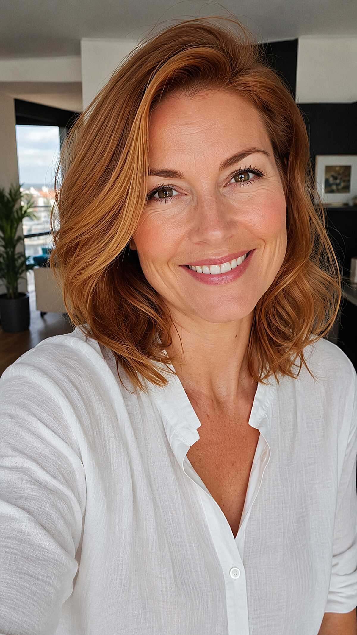 Copper-Kissed Lob with Soft Bend