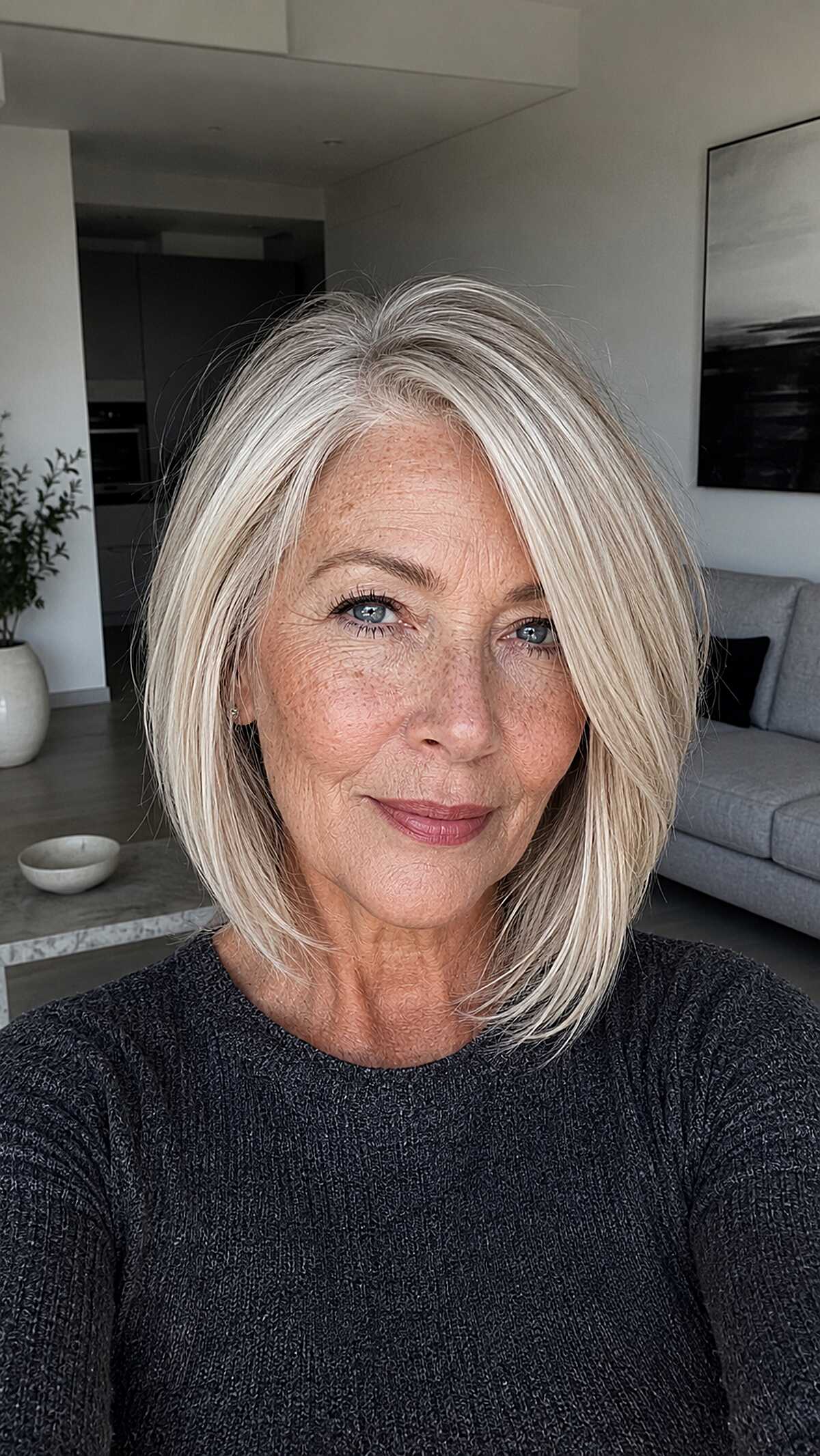 Lived-In Platinum Bob with Shadow Root Depth
