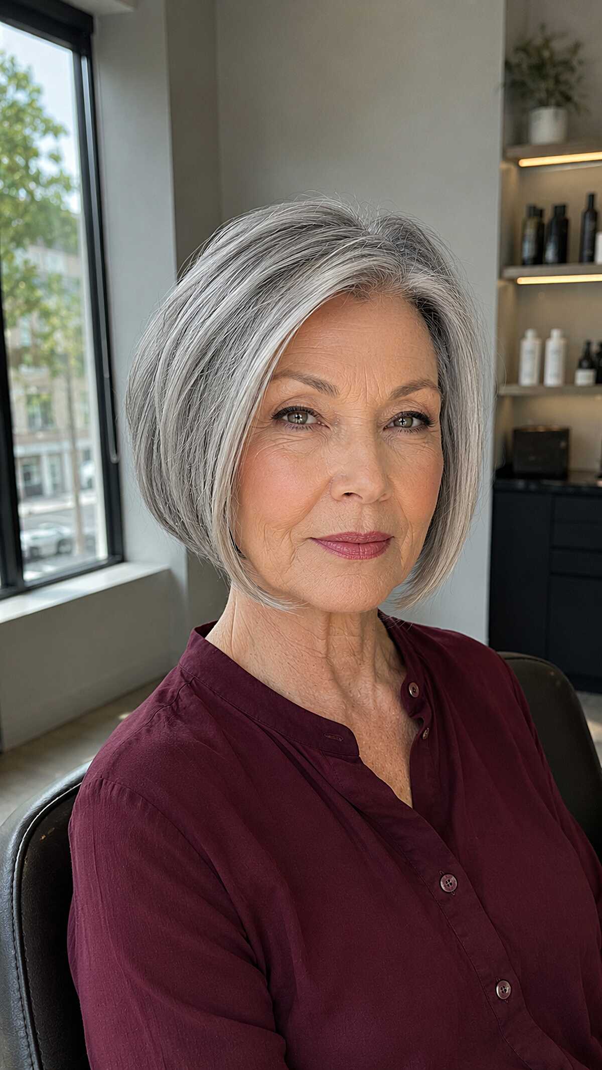Steel Gray A-Line with Deep Side Part