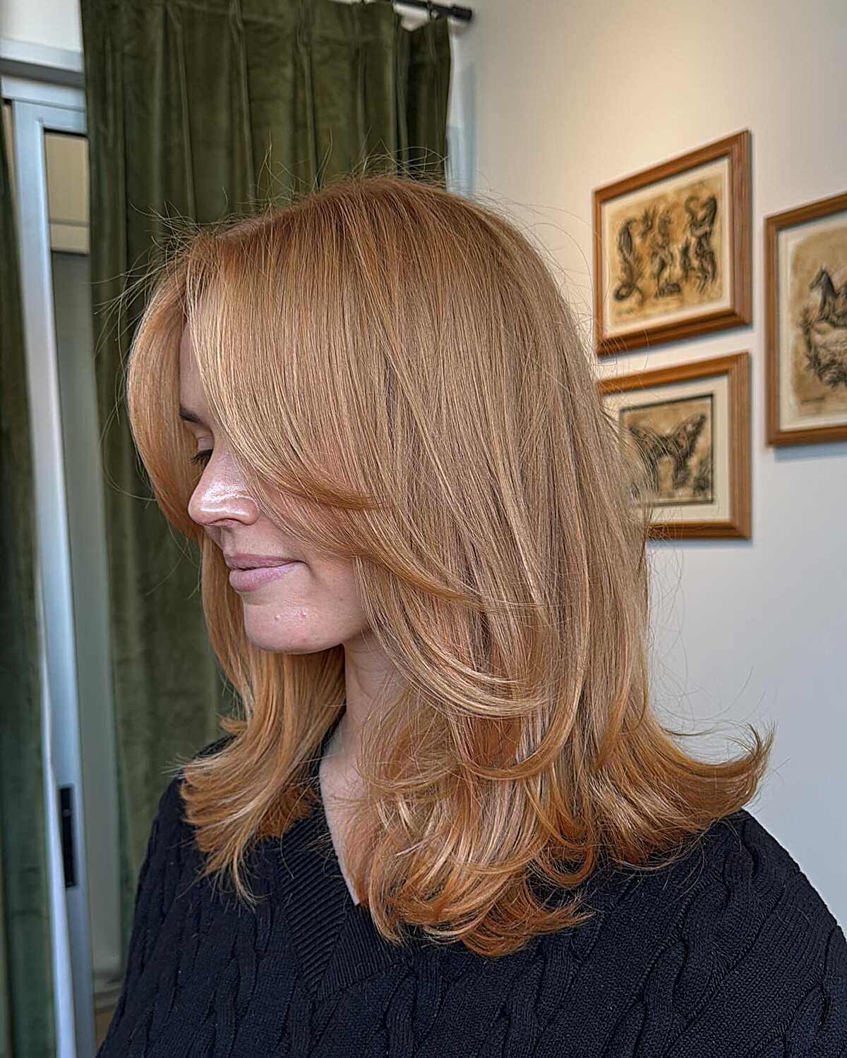 Strawberry Copper with Curtain Layers and Flipped Ends