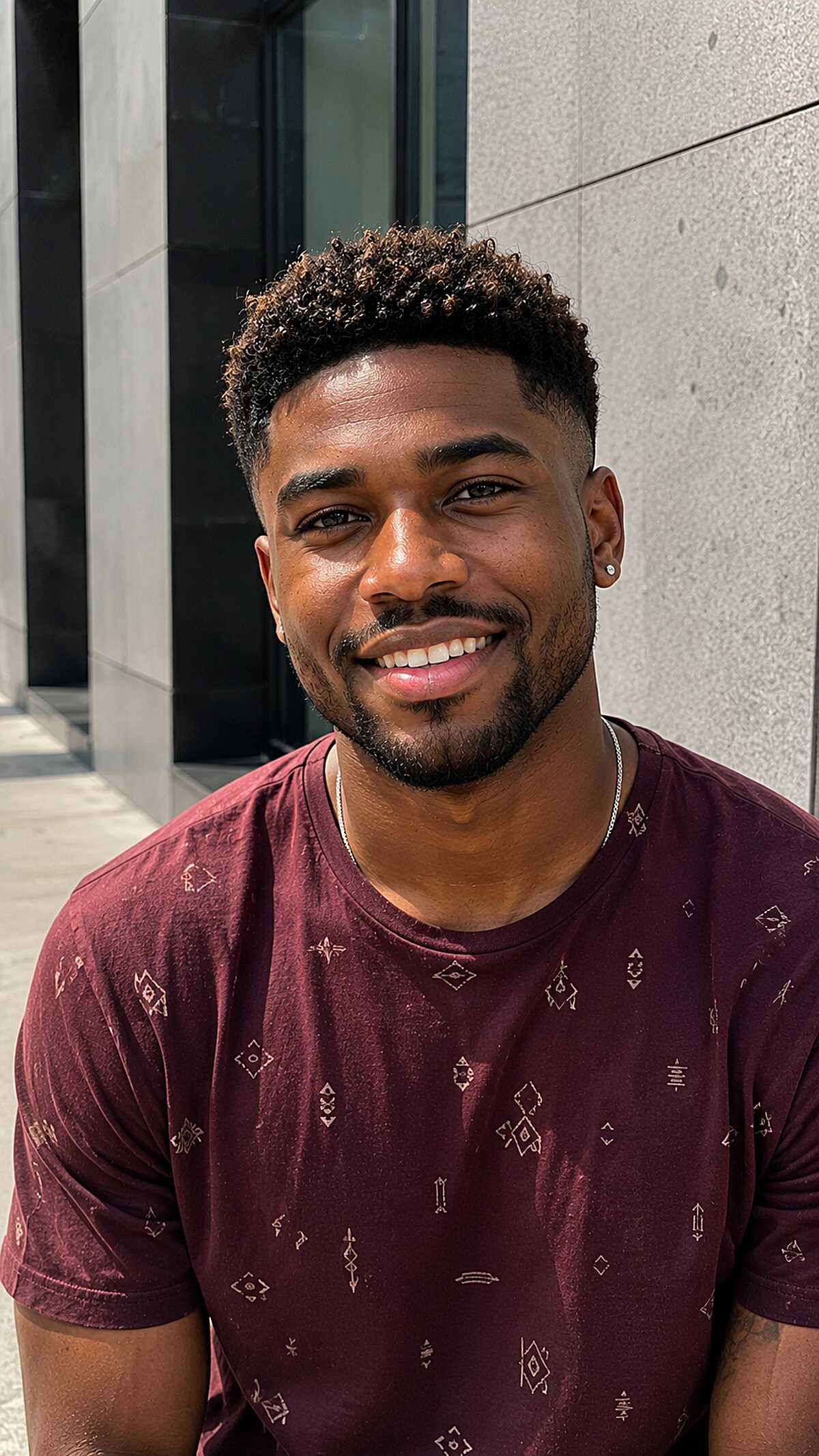 Sun-Kissed Curly Top with a Low Taper