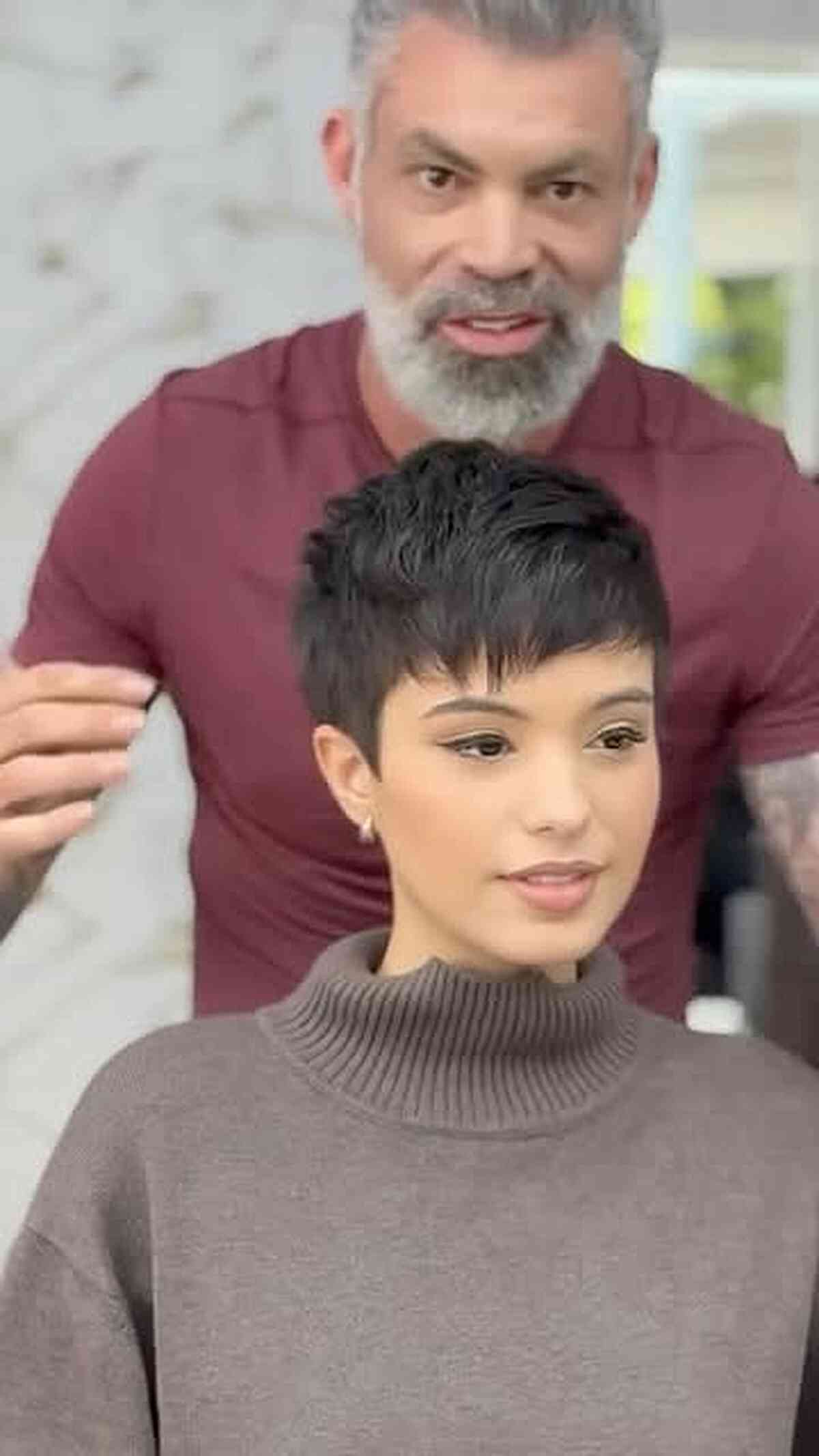 Textured Short Pixie Cut with Bangs