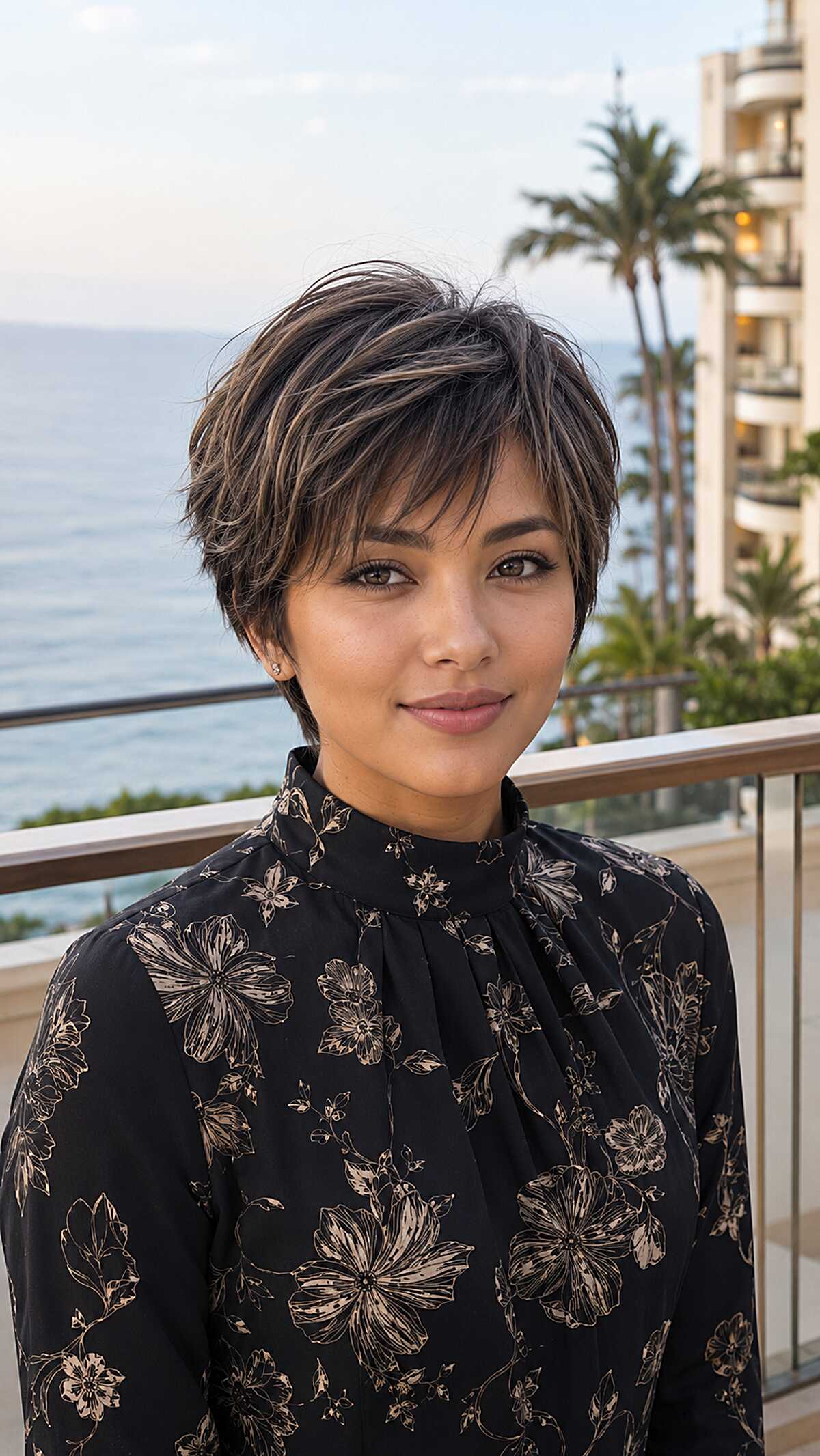 Short pixie shag lite with subtle highlights