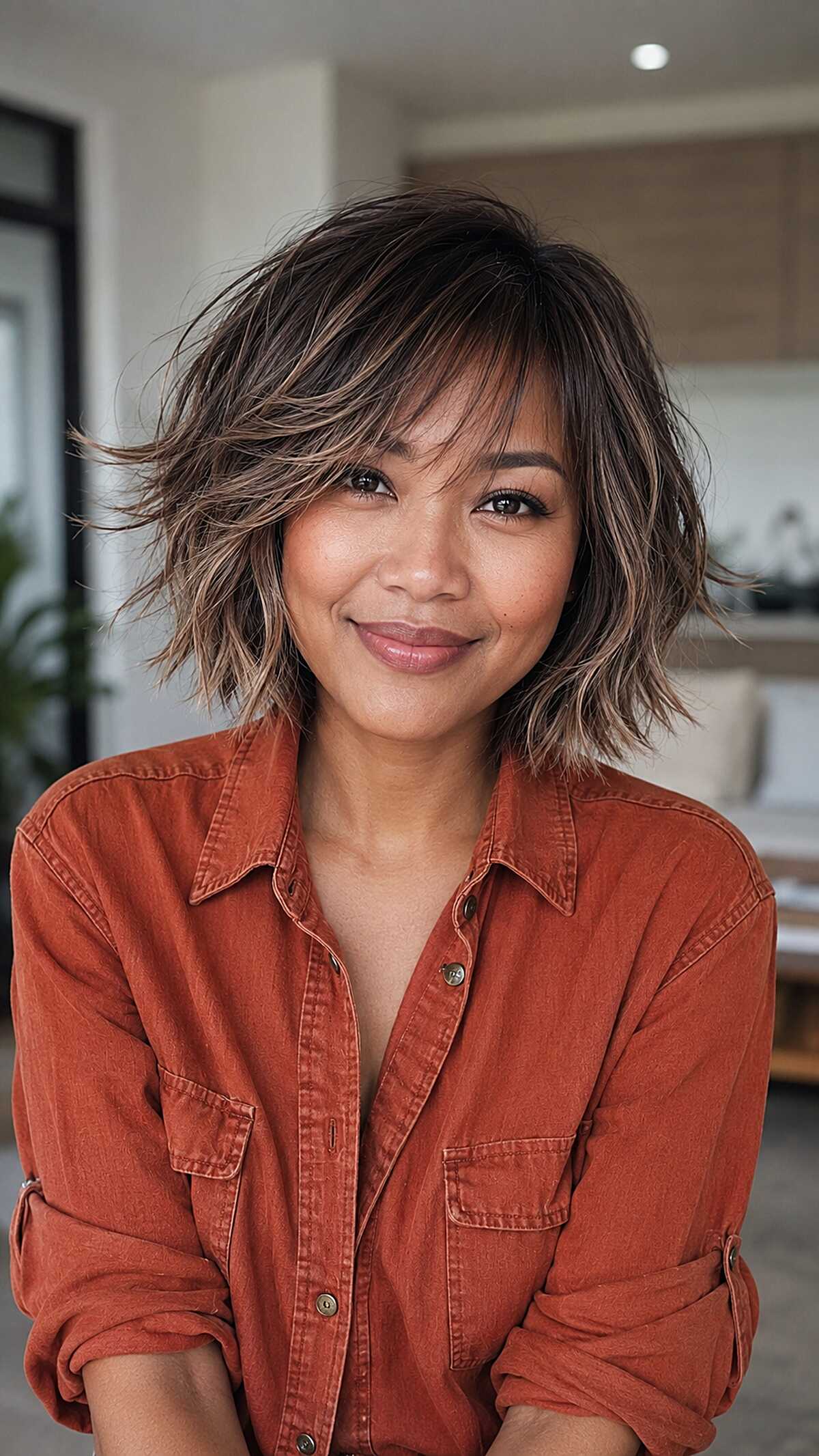 Choppy Bronde Bob Shag with Razored Ends