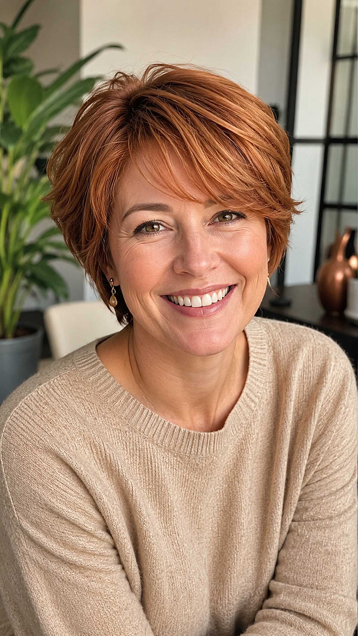 Cinnamon Ginger Bixie with Feathered Layered Volume