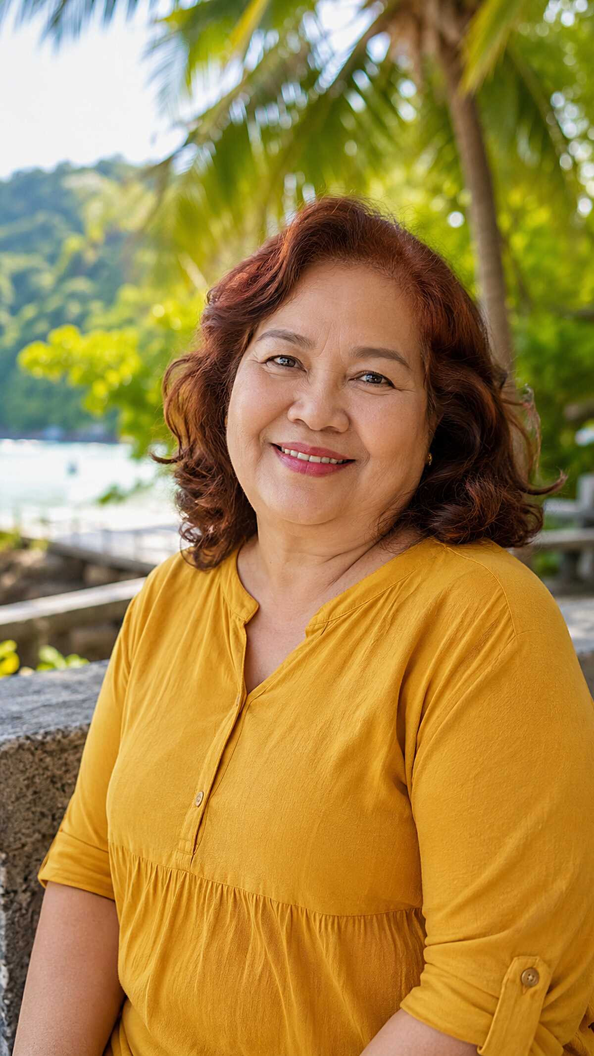 Curled Auburn Bob with Soft Reddish-Brown Allover Color