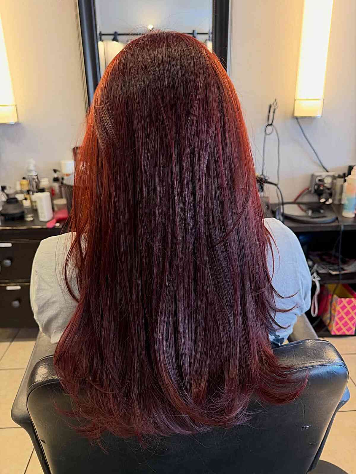 Long Dark Red Hair with Subtle Layers