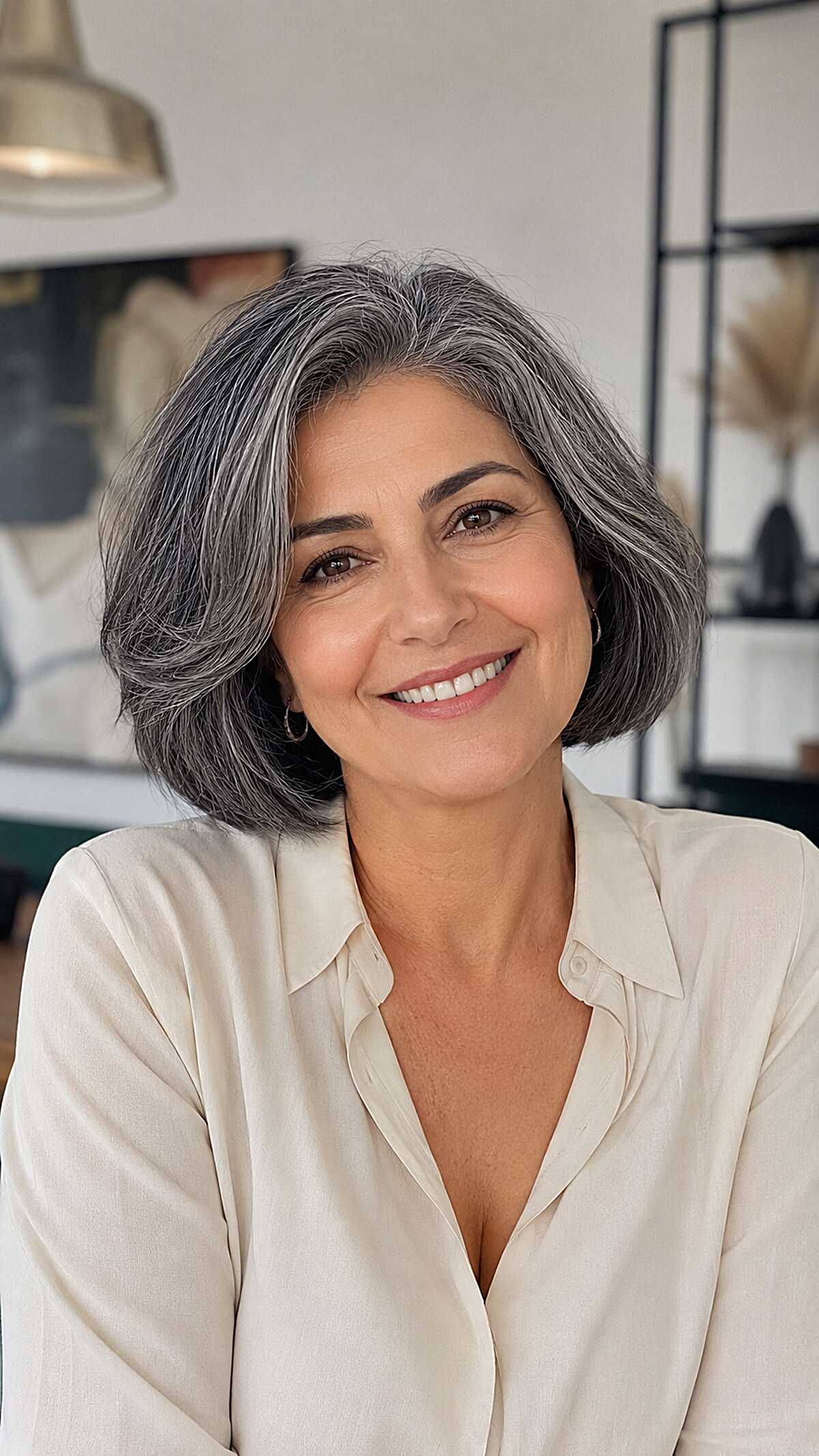 Natural pepper and silver rounded bob with body