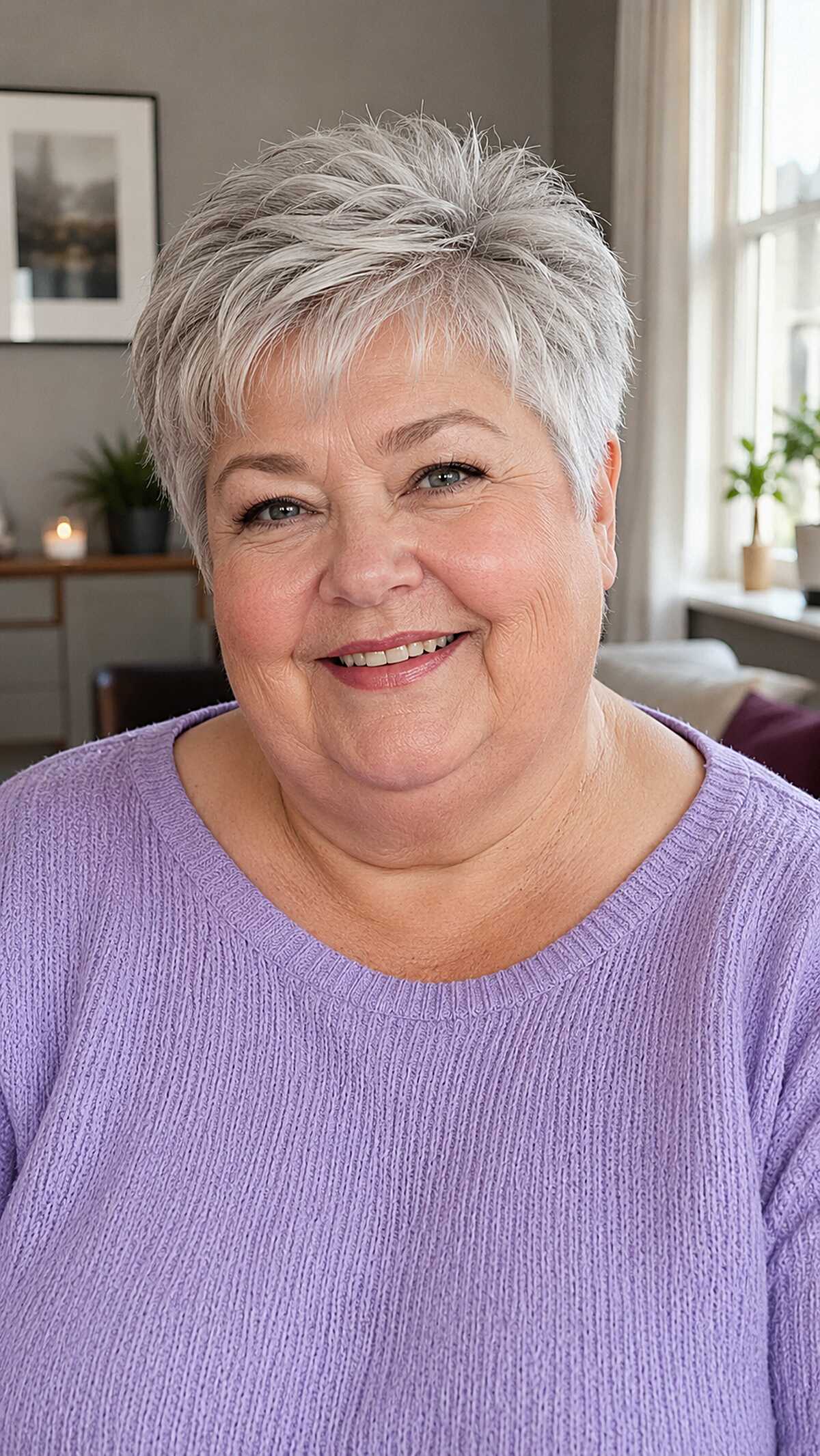 Refined silver pixie with tapered sides and top lift