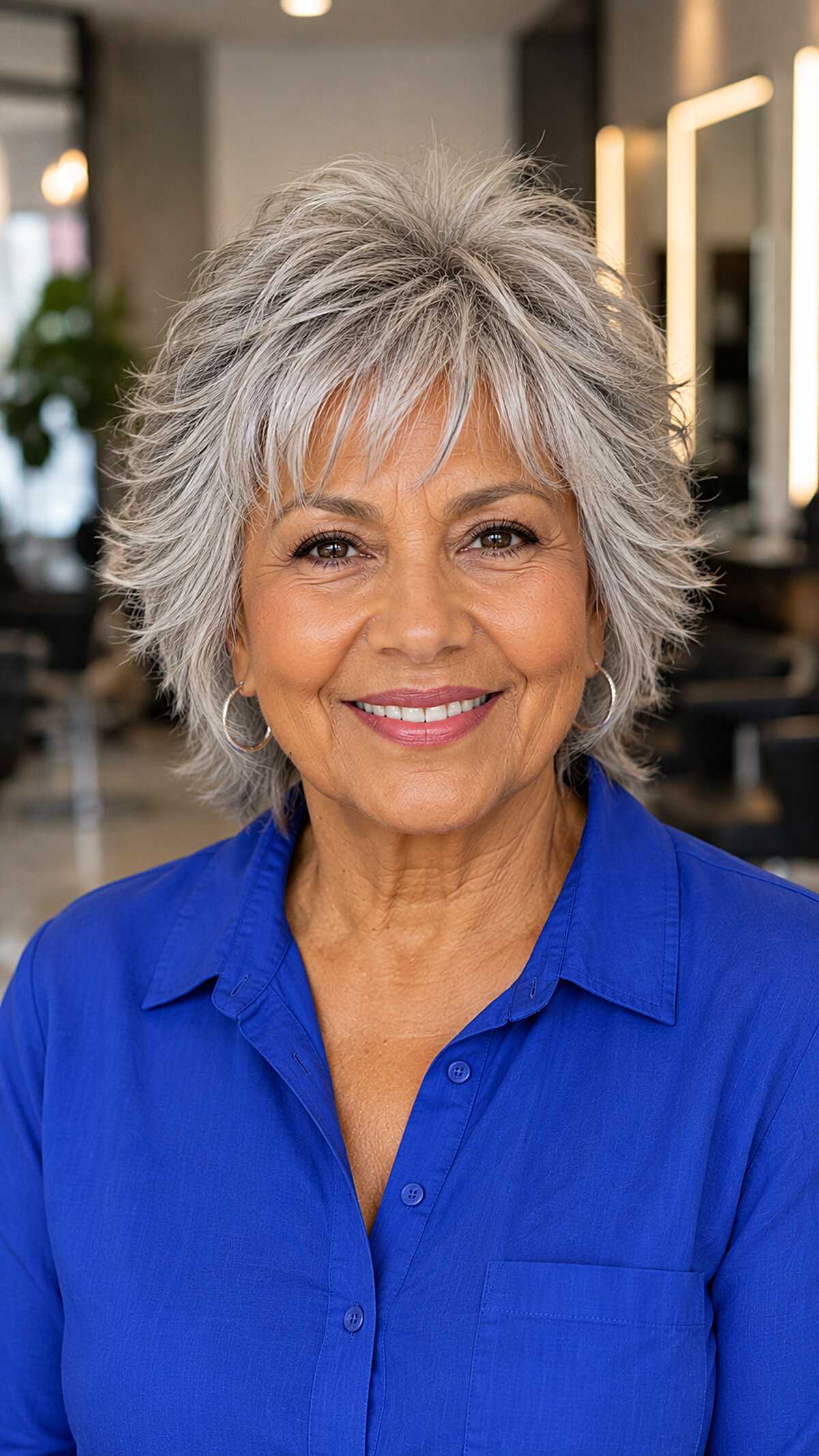 Silver Piecey Shag with Choppy Crown Lift