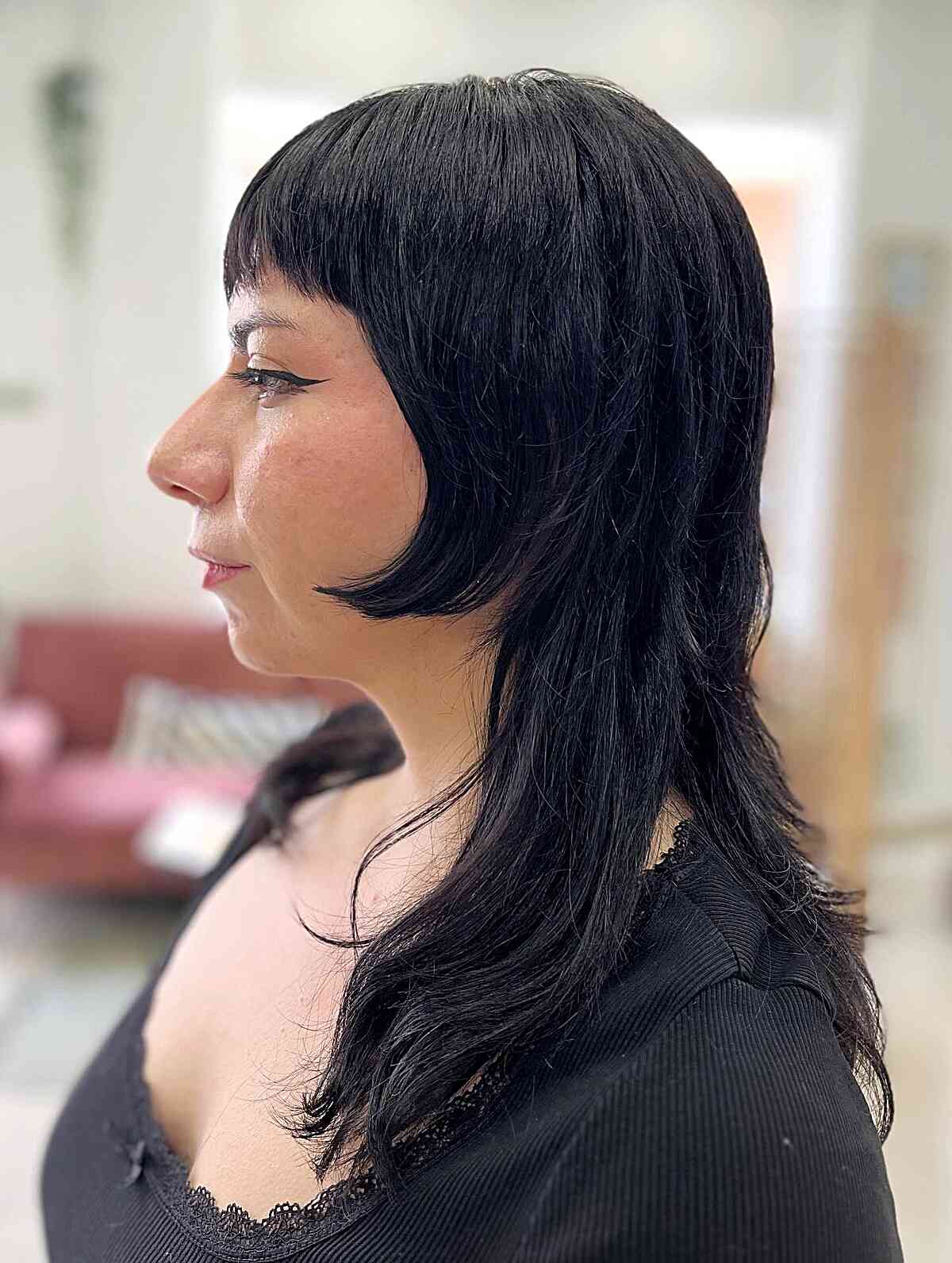 Stylish Hime Cut with Layered Ends