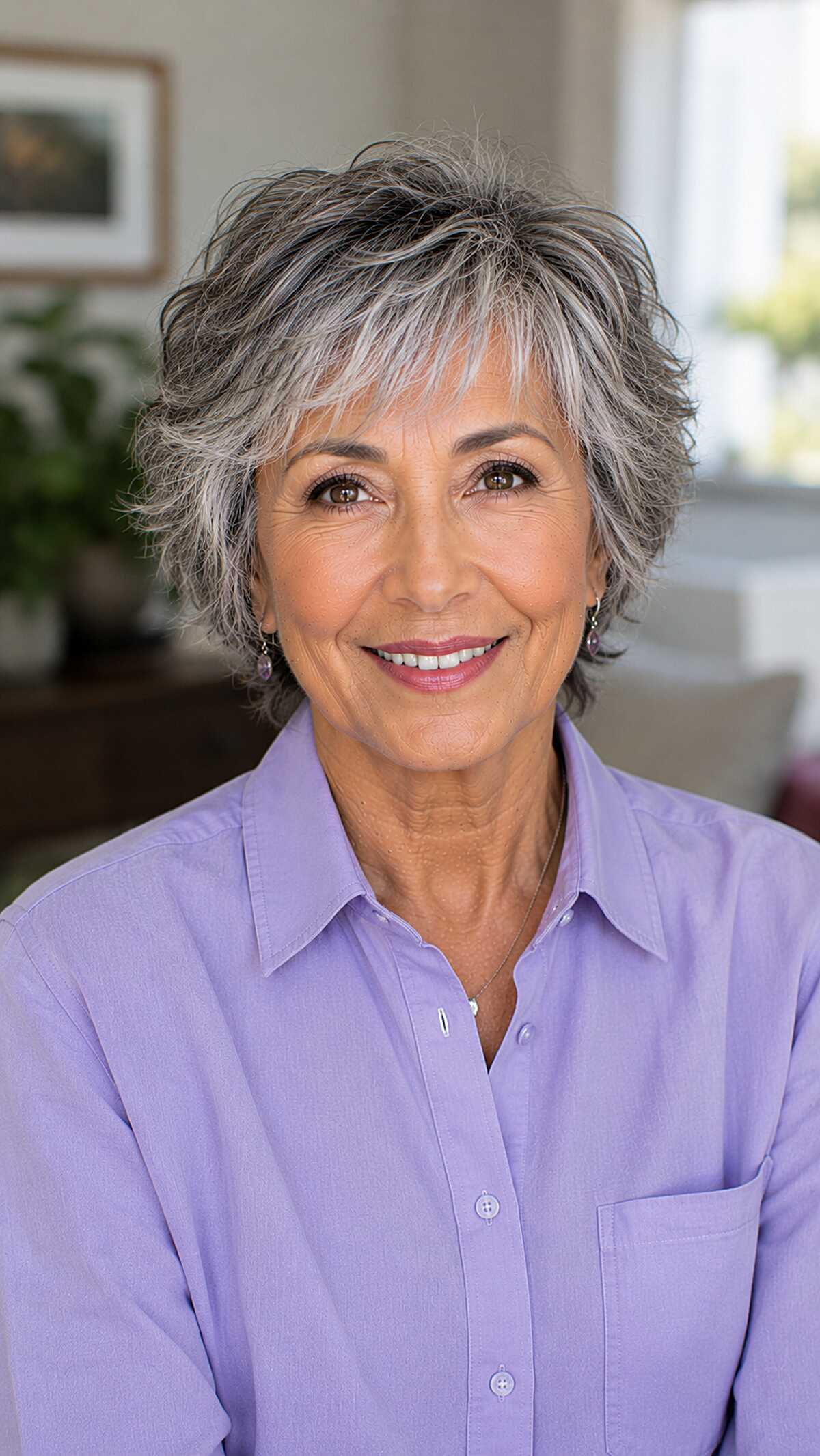Tousled Short Shag with Natural Silver Dispersion