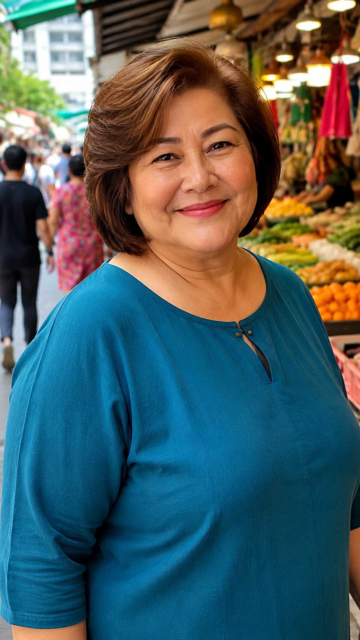 Warm Brunette Bob with Side-Swept Volume