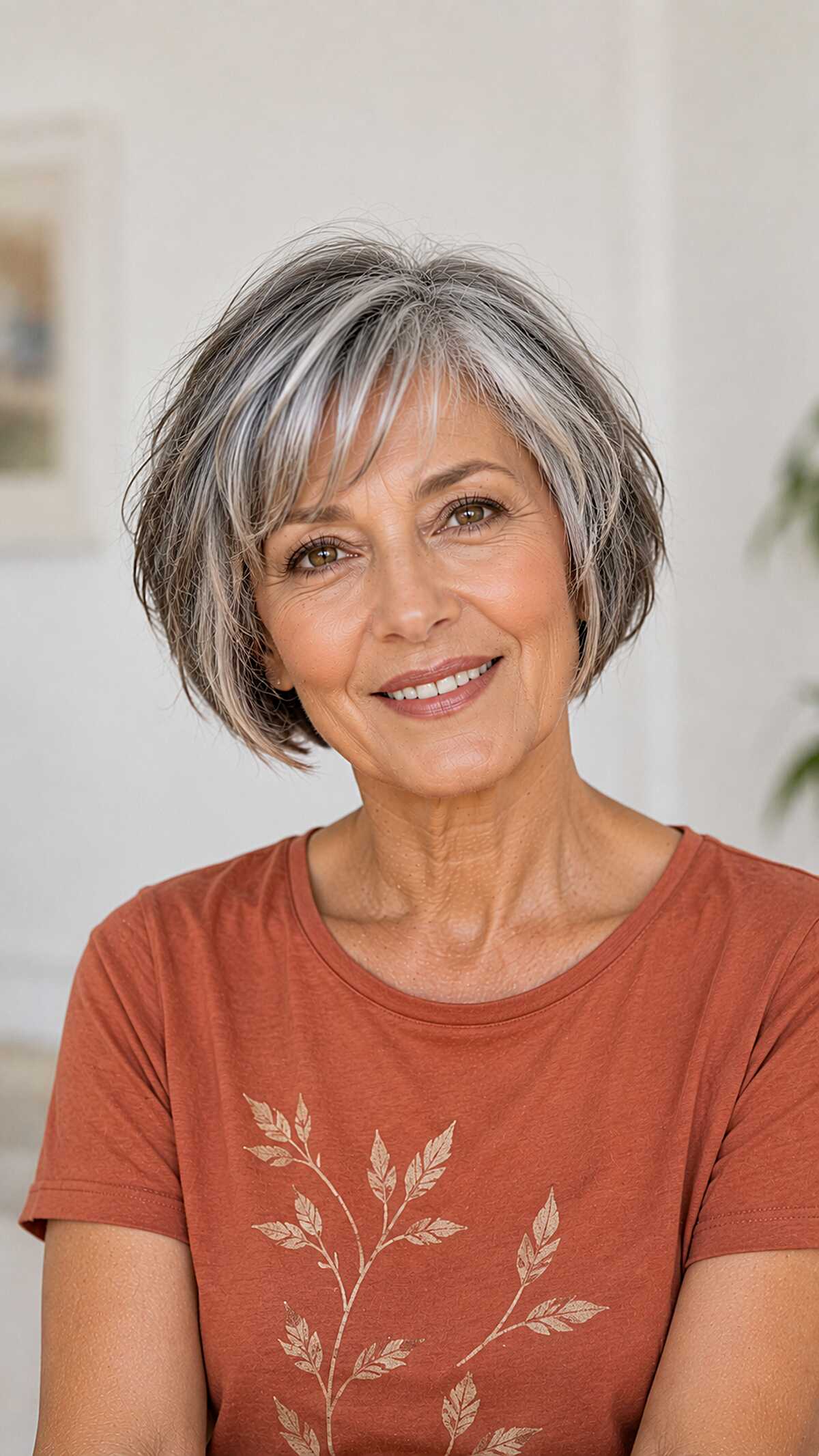 Wispy Chin-Length Bob with Silver Concentrated at the Temples