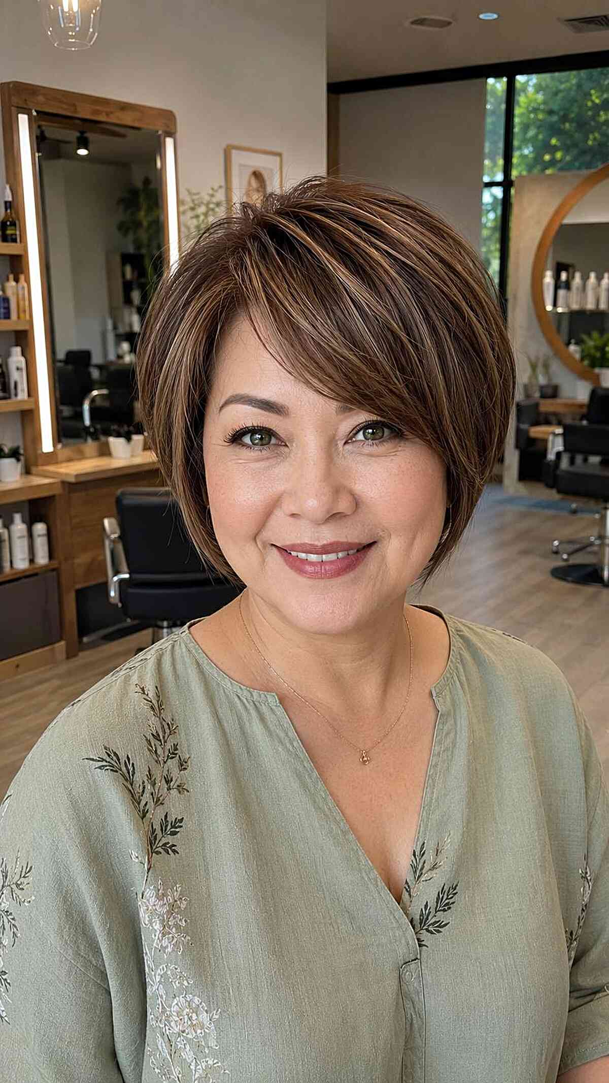 Chin-Length Cut with Side Bangs for Timeless Elegance