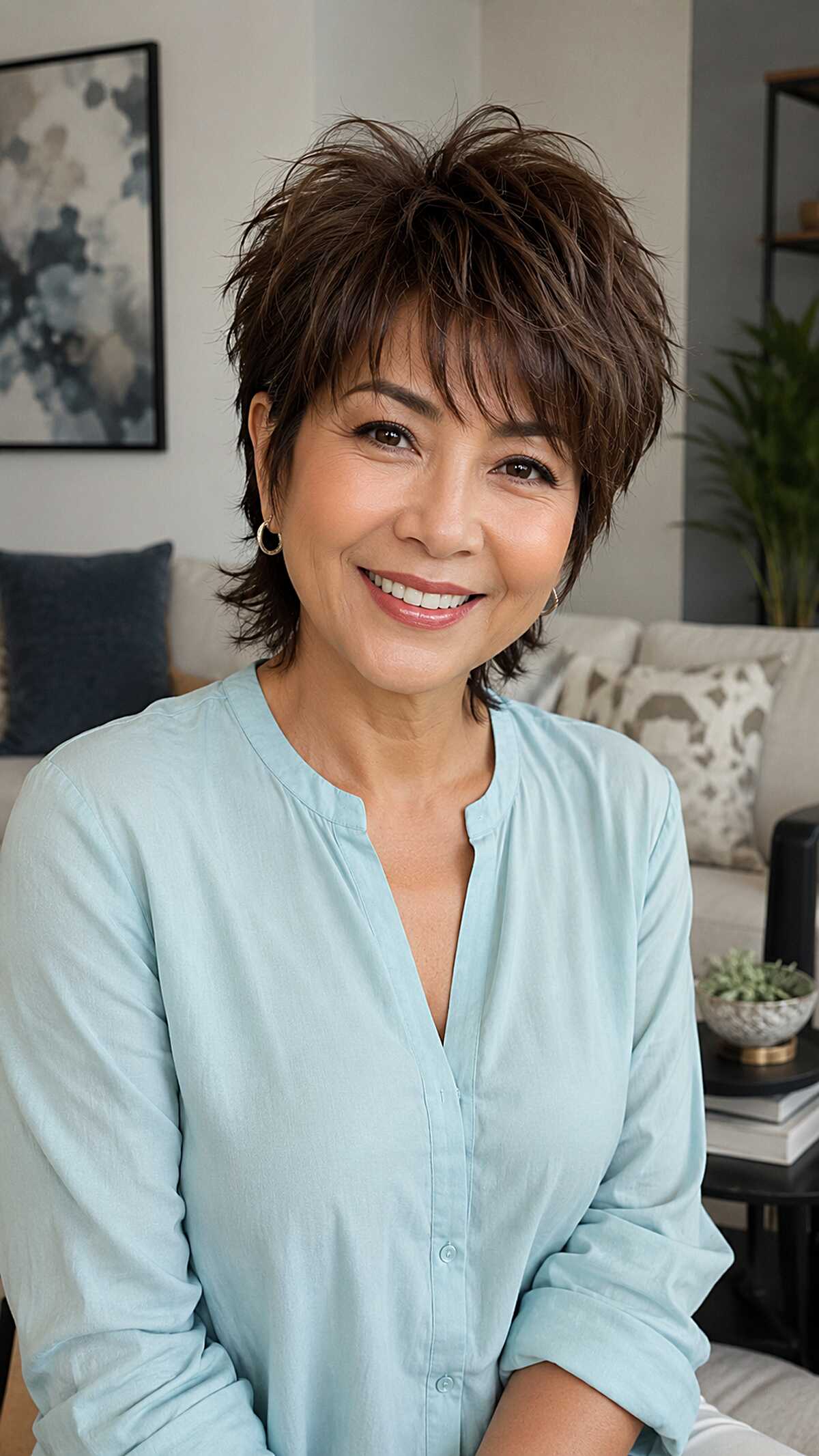Dark espresso pixie-leaning mixie shag