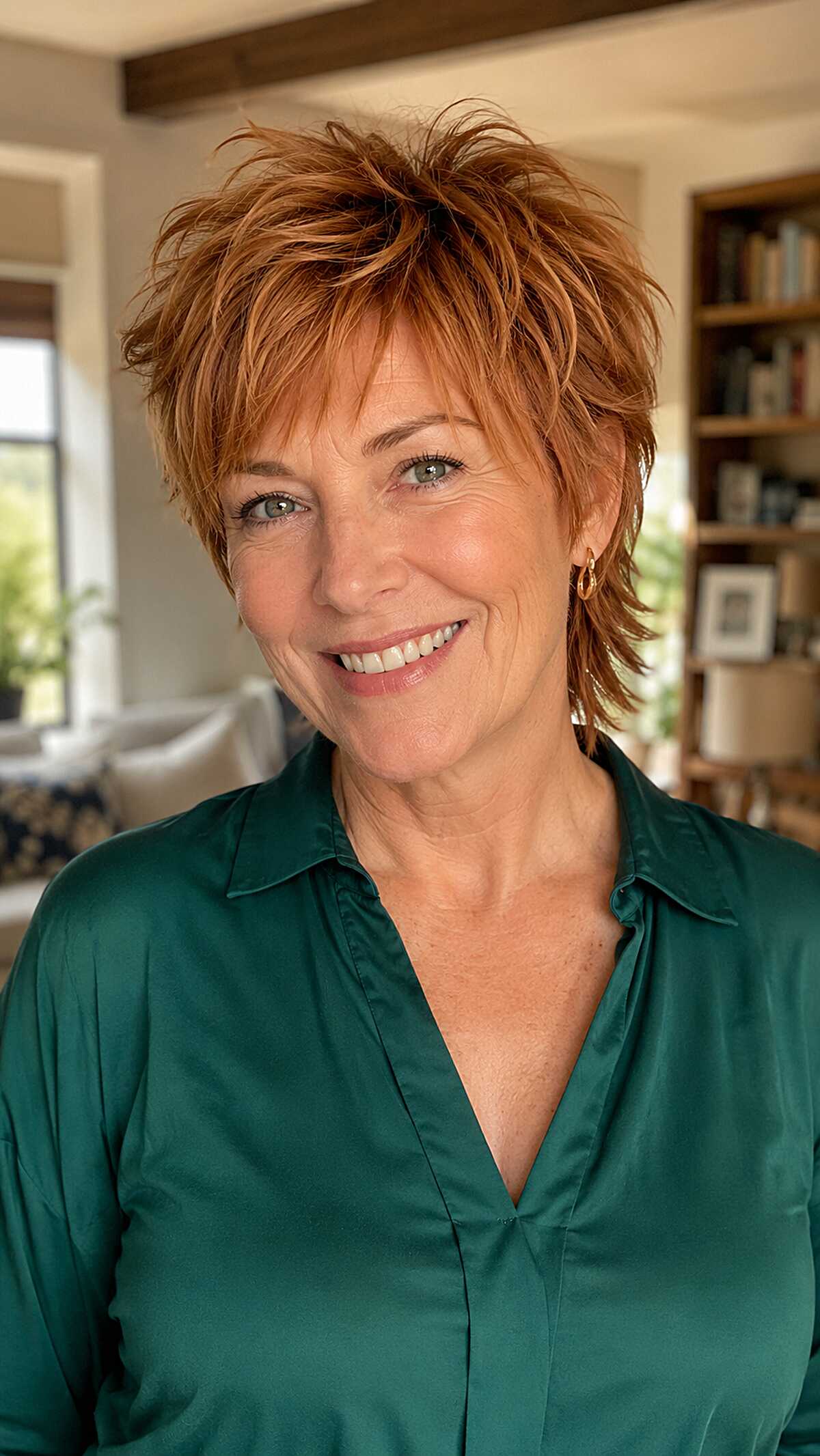 Ginger spice textured mixie shag with wispy nape