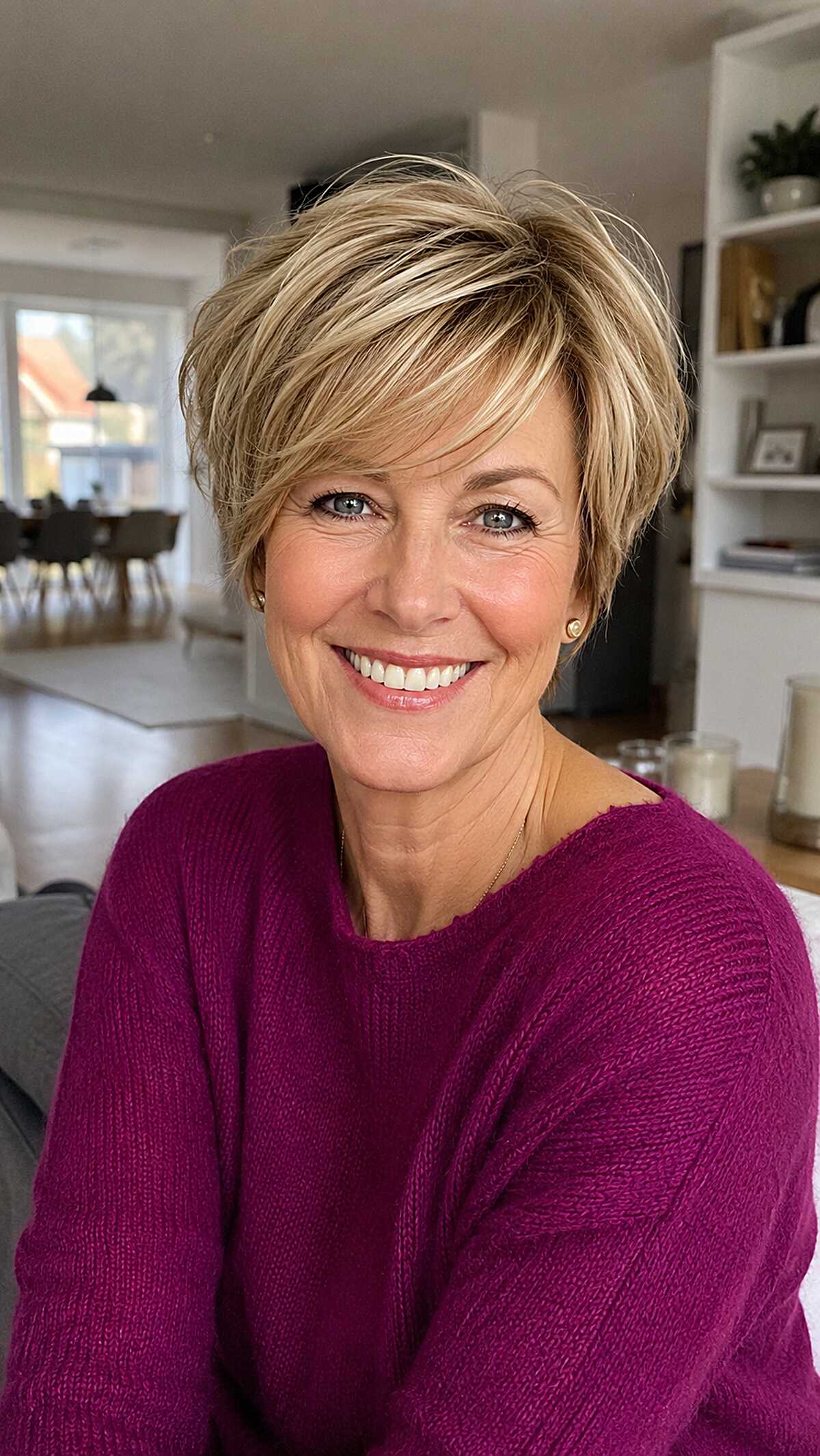 Honey blonde bixie with dimensional highlights